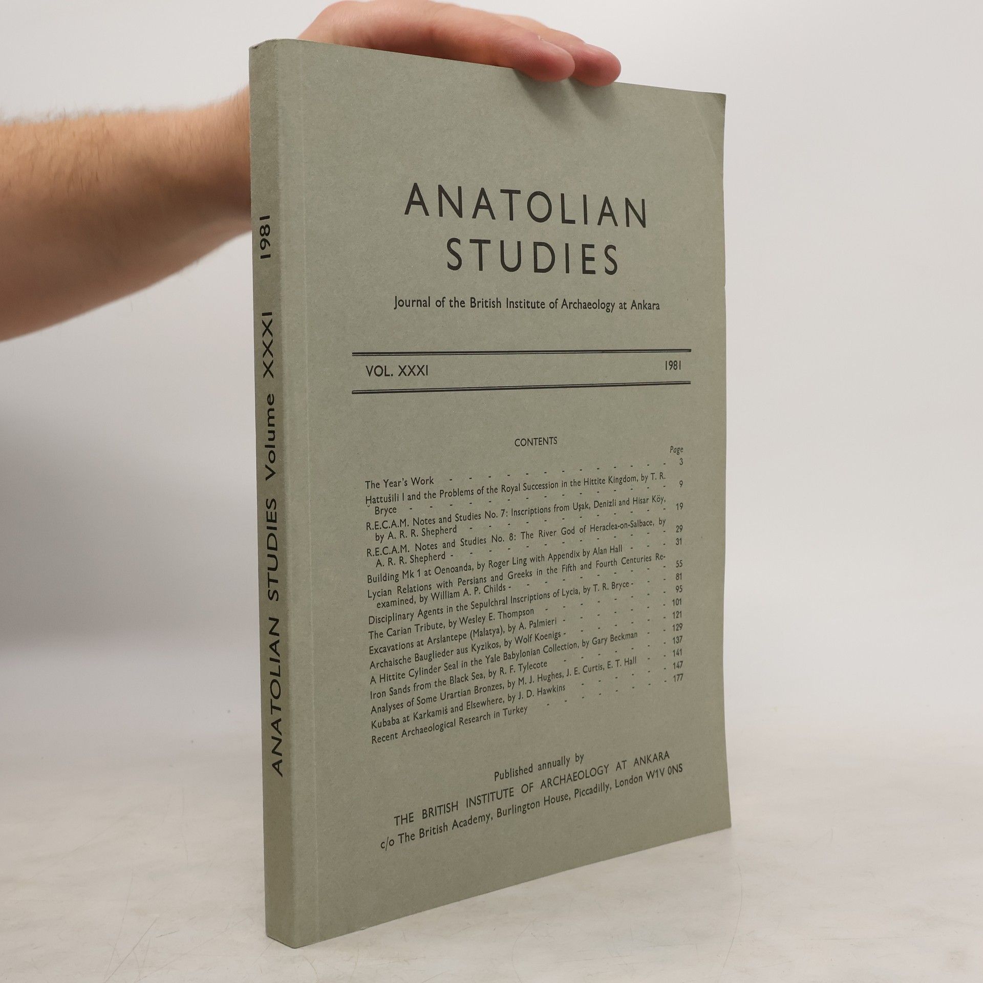 Kolektiv autorů Anatolian Studies Vol. XXXI