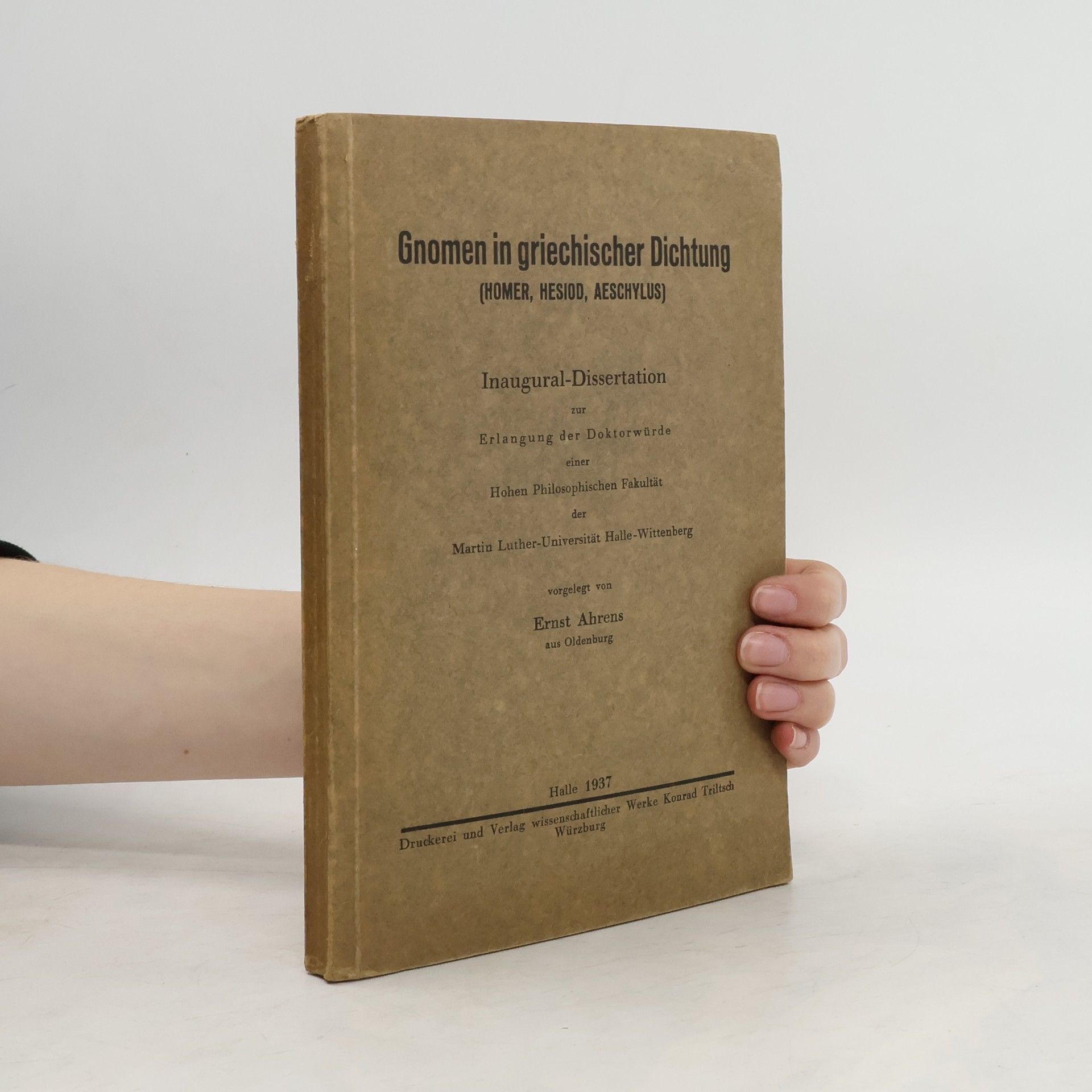 Ernst Ahrens Gnomen in griechischer Dichtung