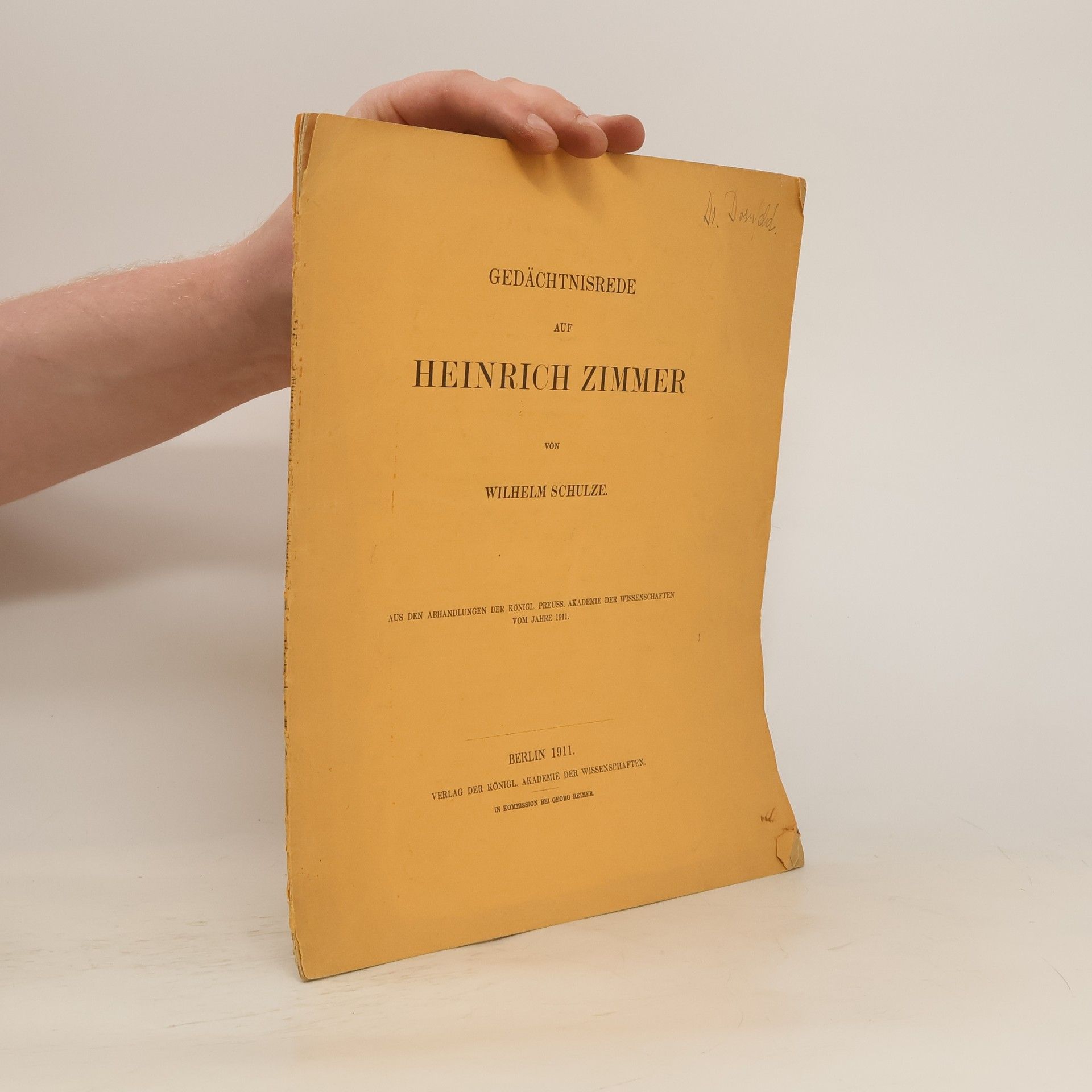 Wilhelm Schulze Gedächtnisrede auf Heinrich Zimmer