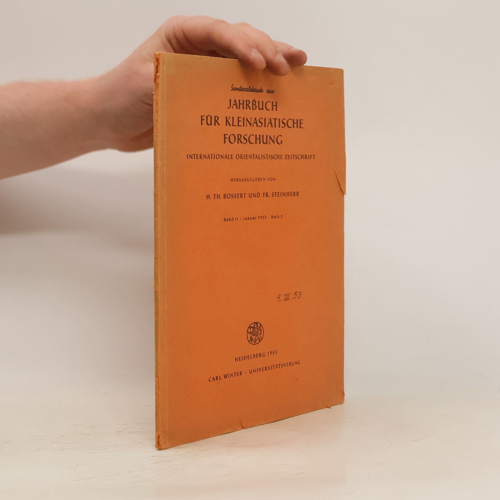 Helmuth Theodor Bossert Jahrbuch für Kleinasiatische Forschung. Band II
