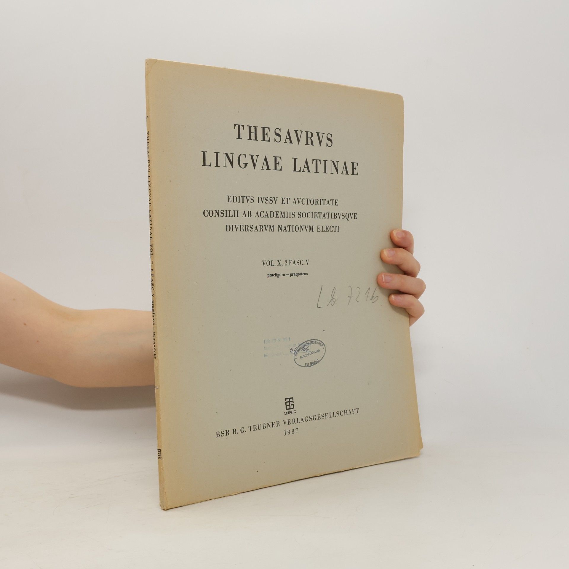 kolektiv Thesaurus linguae Latinae. Vol. X, 2 FASC. V. Praefiguro-praepotens