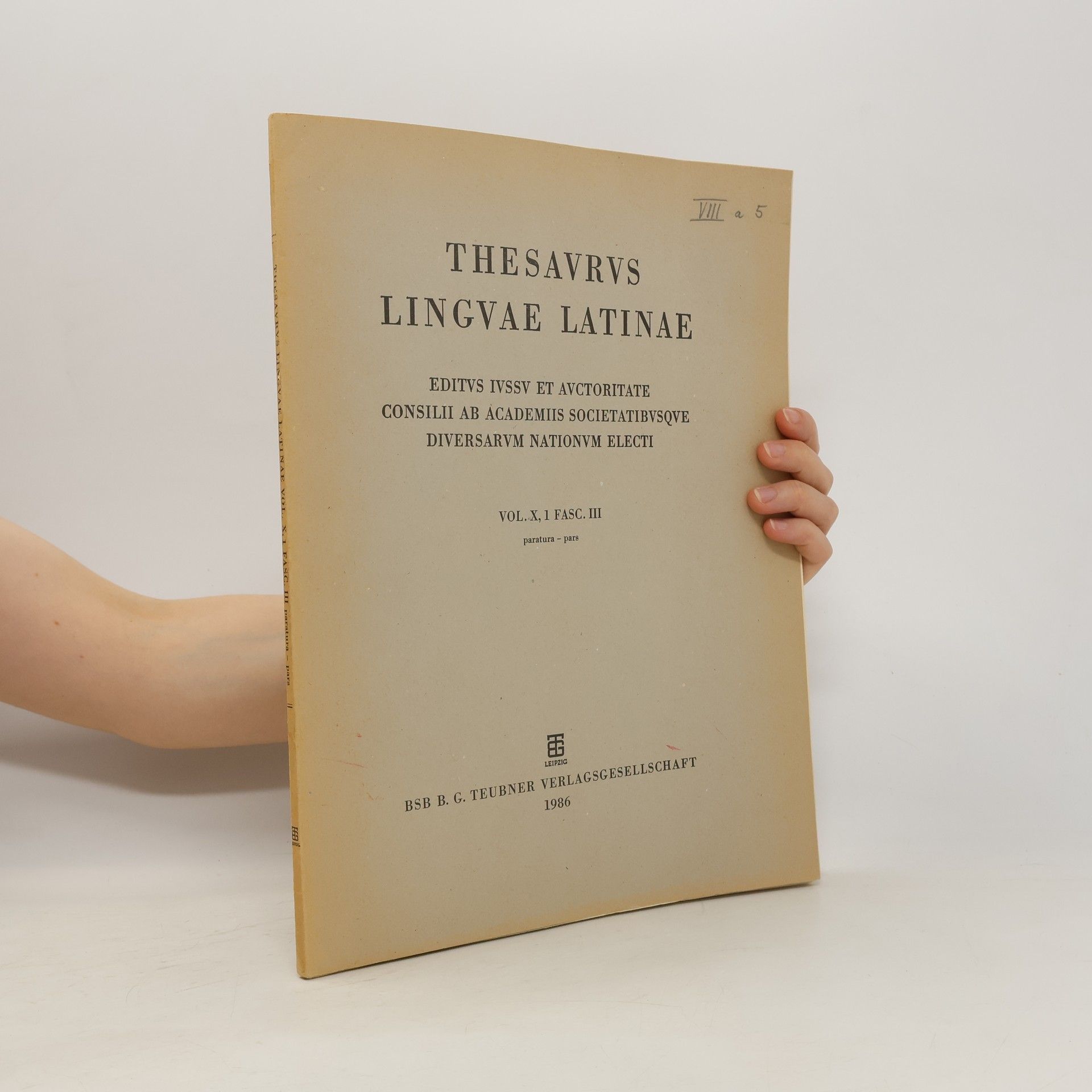 AA.VV. Thesaurus Lingvae Latinae, Vol: X,1 FASC. III