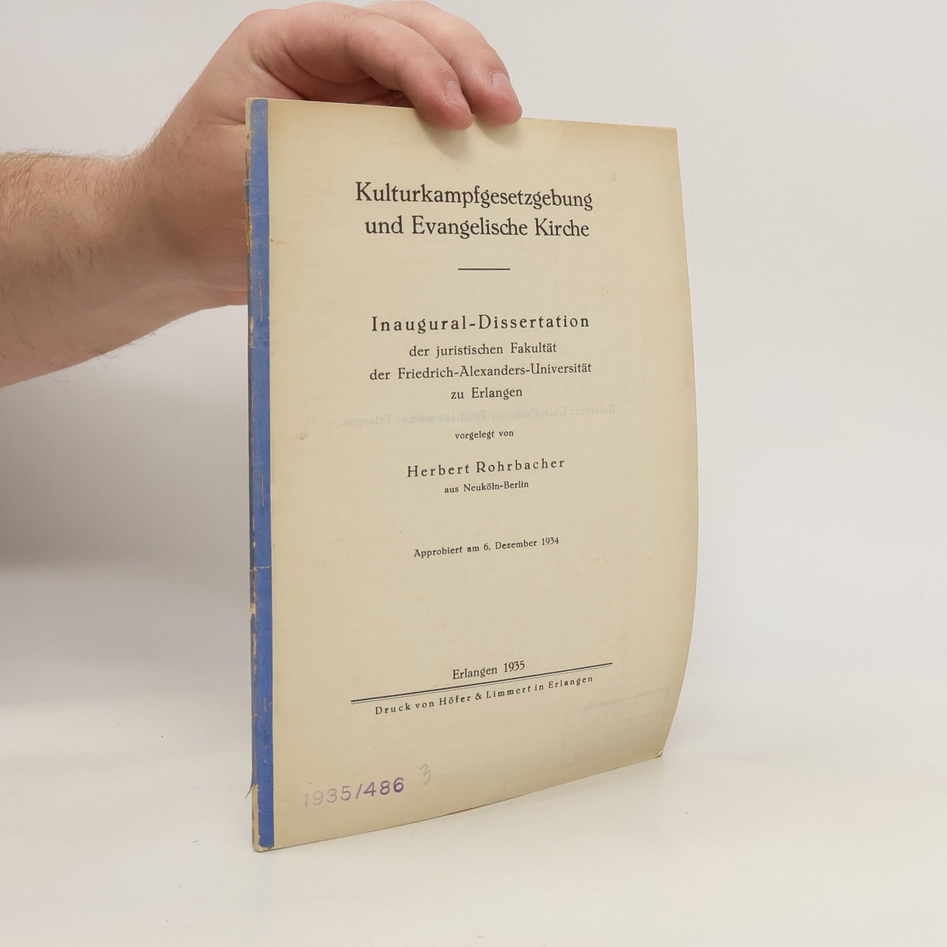 Herbert Rohrbacher Kulturkampfgesetzgebung und Evangelische Kirche