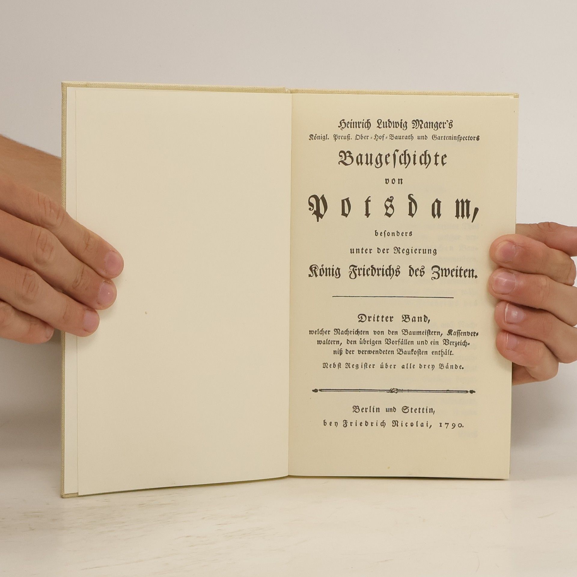 Heinrich Ludewig Manger Baugeschichte von Potsdam 1-3. Box