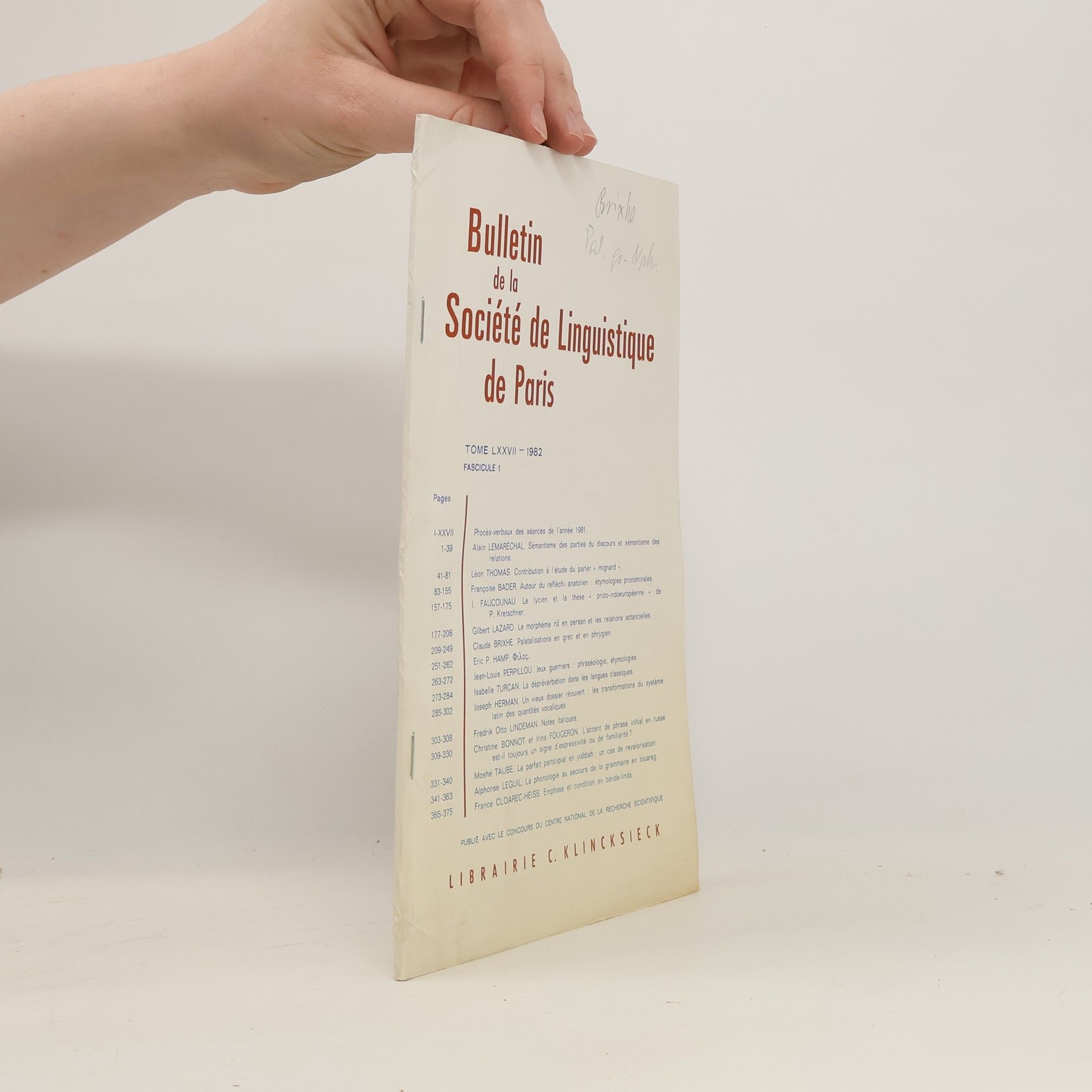 kolektiv Bulletin de la Société de Linguistique de Paris