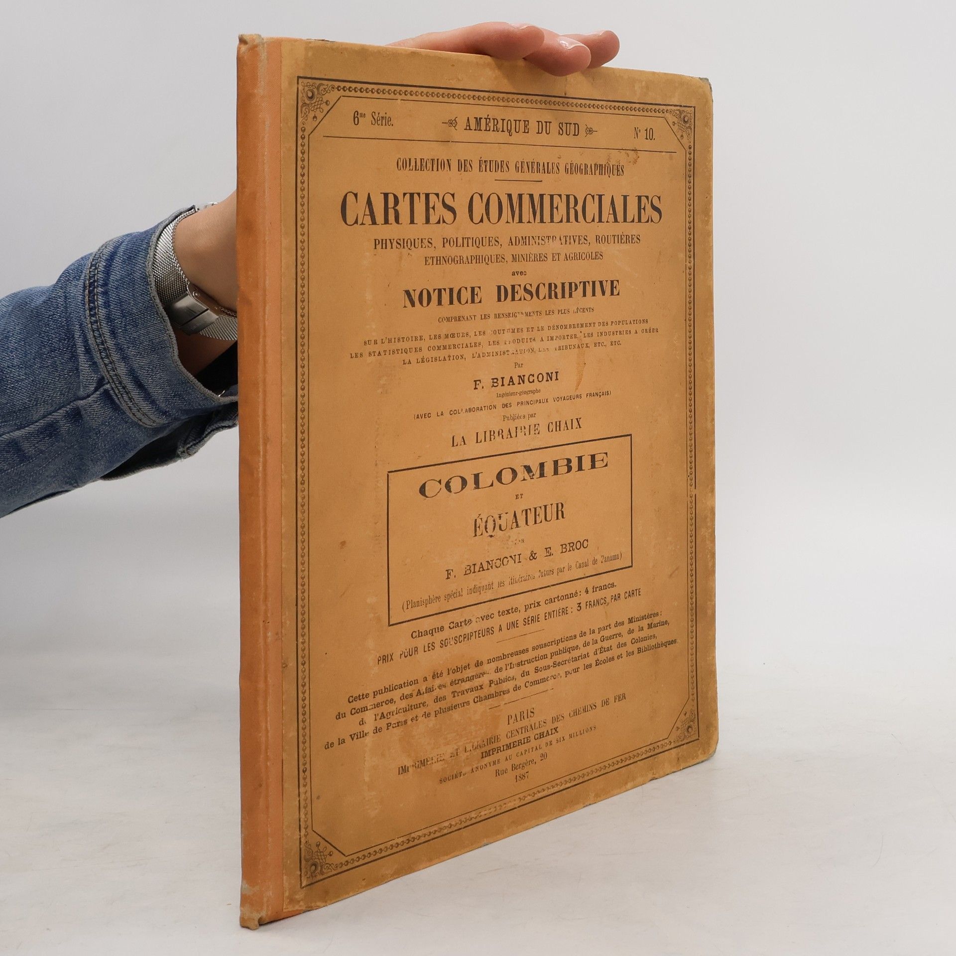 F. Bianconi Texte et carte commerciale des républiques de Colombie et de l'Equateur avec notice descriptive