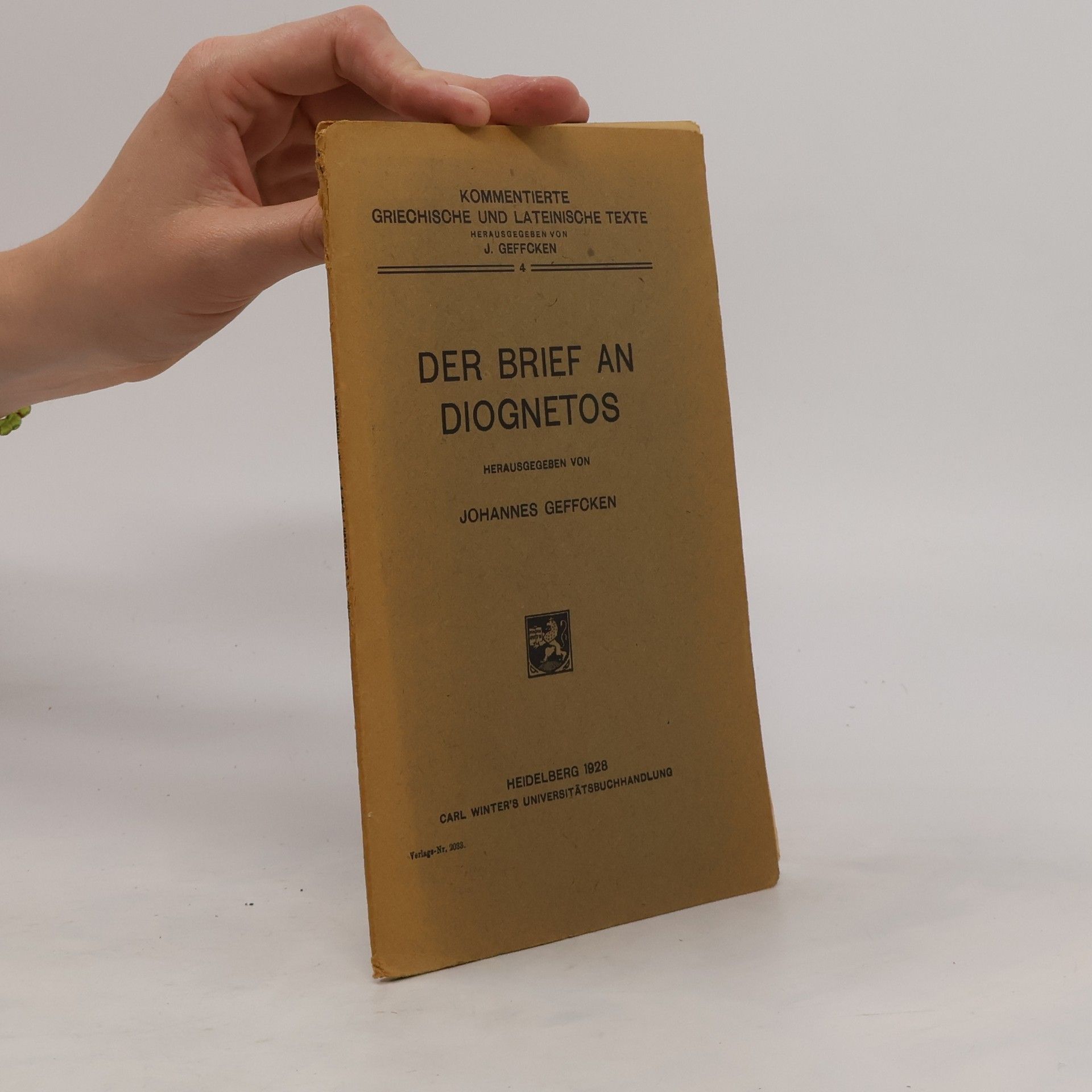 Johannes Geffcken Der Brief an Diognetos