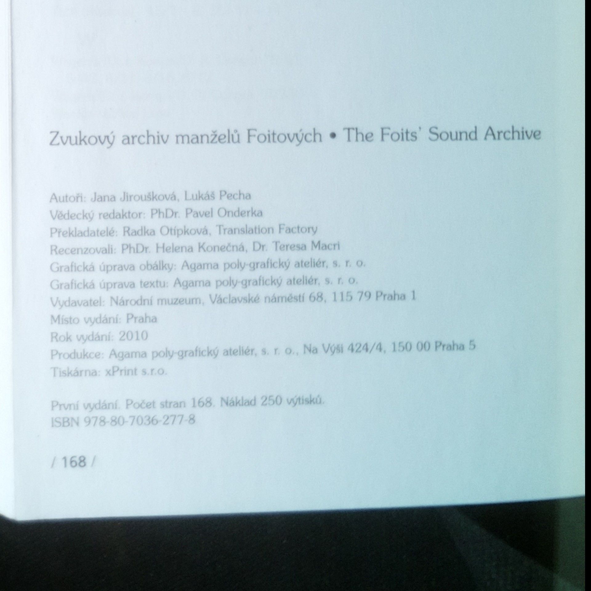 Jana Jiroušková Zvukový archiv manželů Foitových = The Foit's sound archive