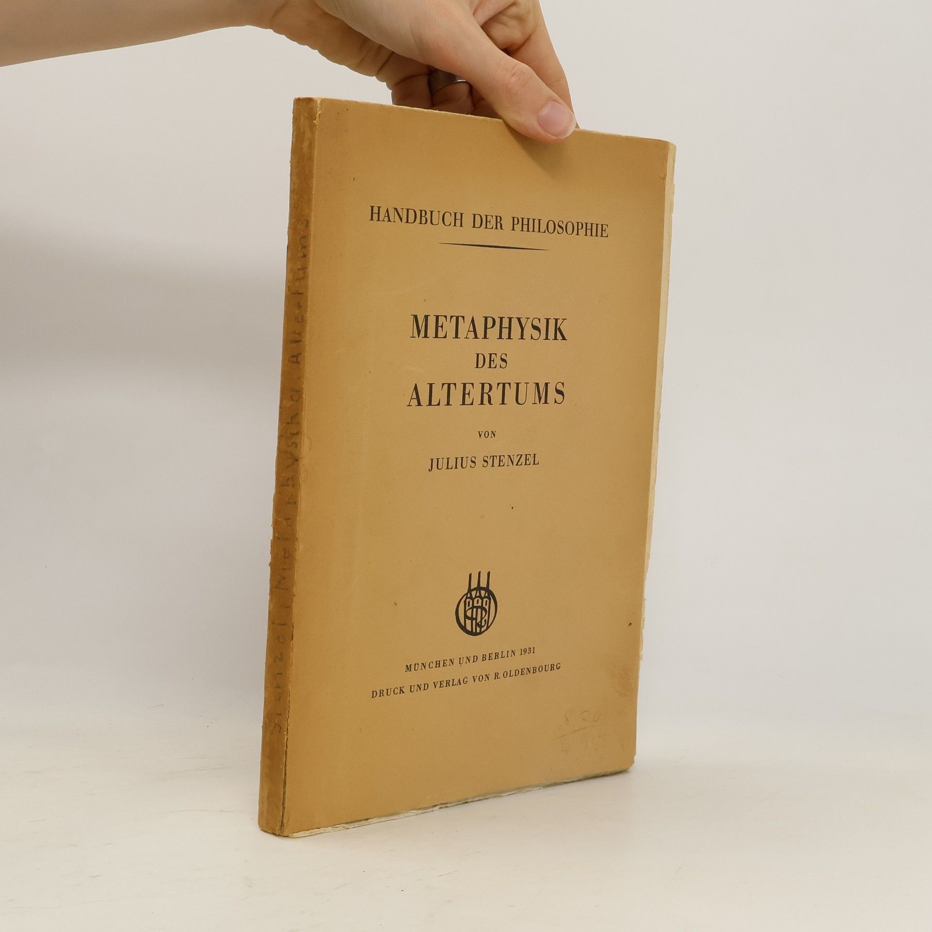 Julius Stenzel Metaphysik des altertums