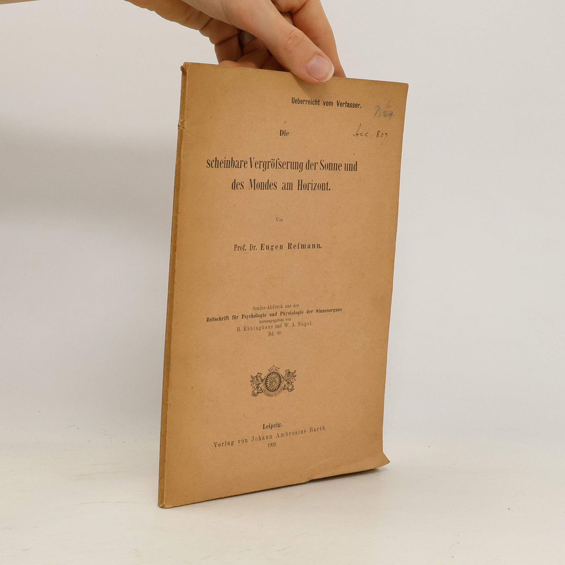 Eugen Reimann Die scheinbare Vergrösserung der Sonne und des Mondes am Horizont