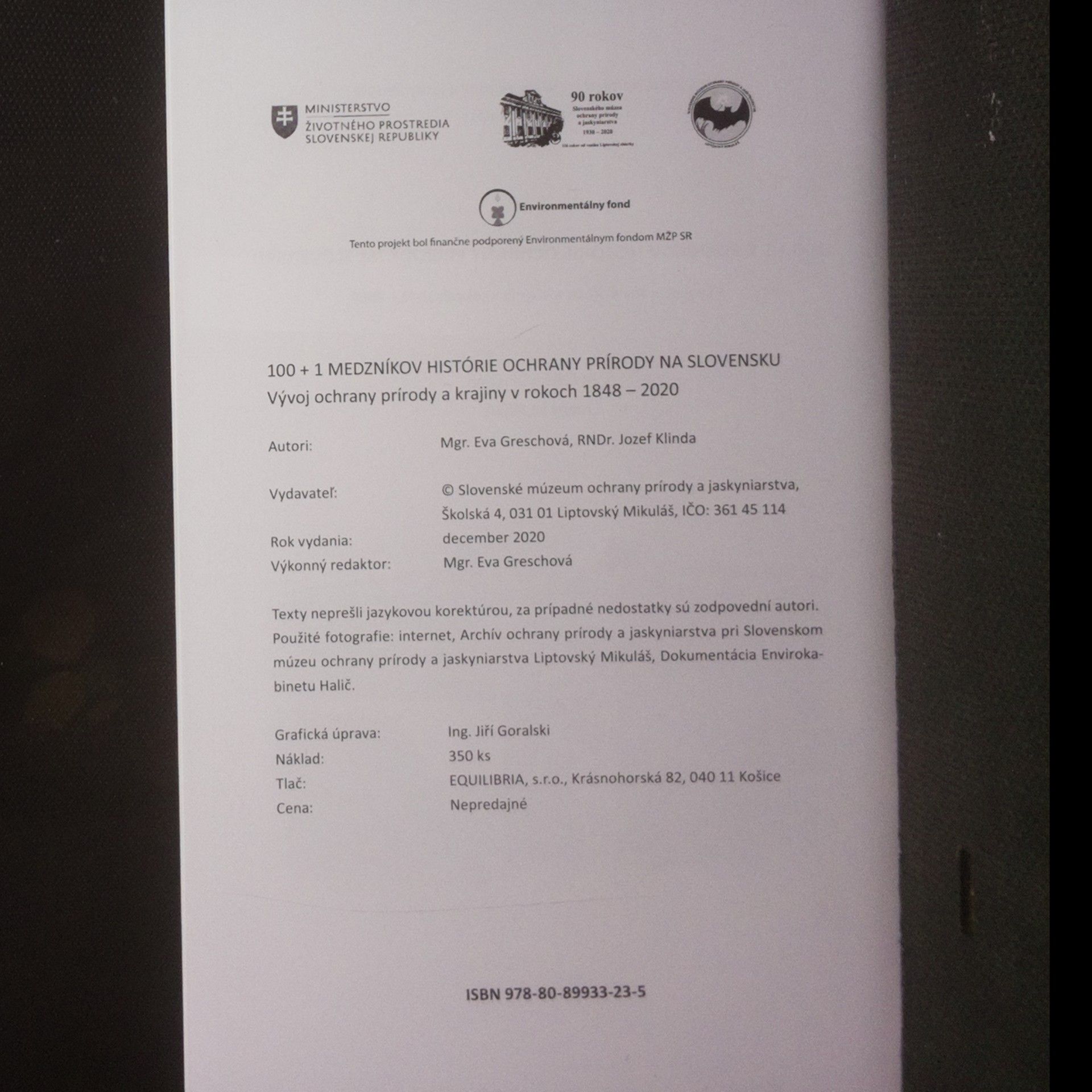 Jozef Klinda 100+1 medzníkov histórie ochrany prírody na Slovensku