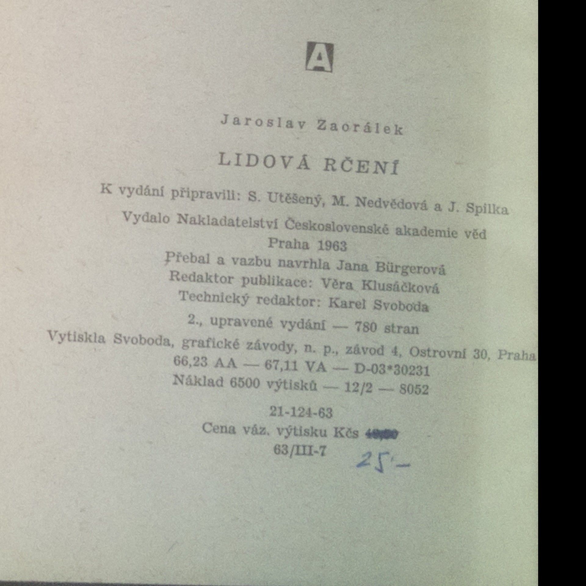 Jaroslav Zaorálek Lidová rčení