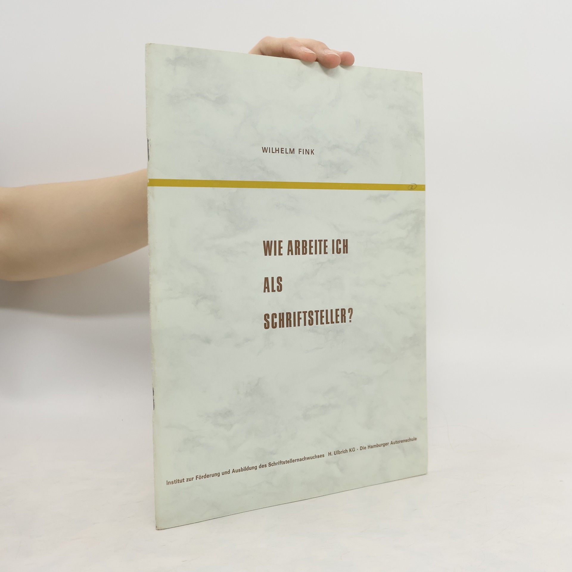 Wilhelm Fink Wie arbeite ich als Schriftsteller?