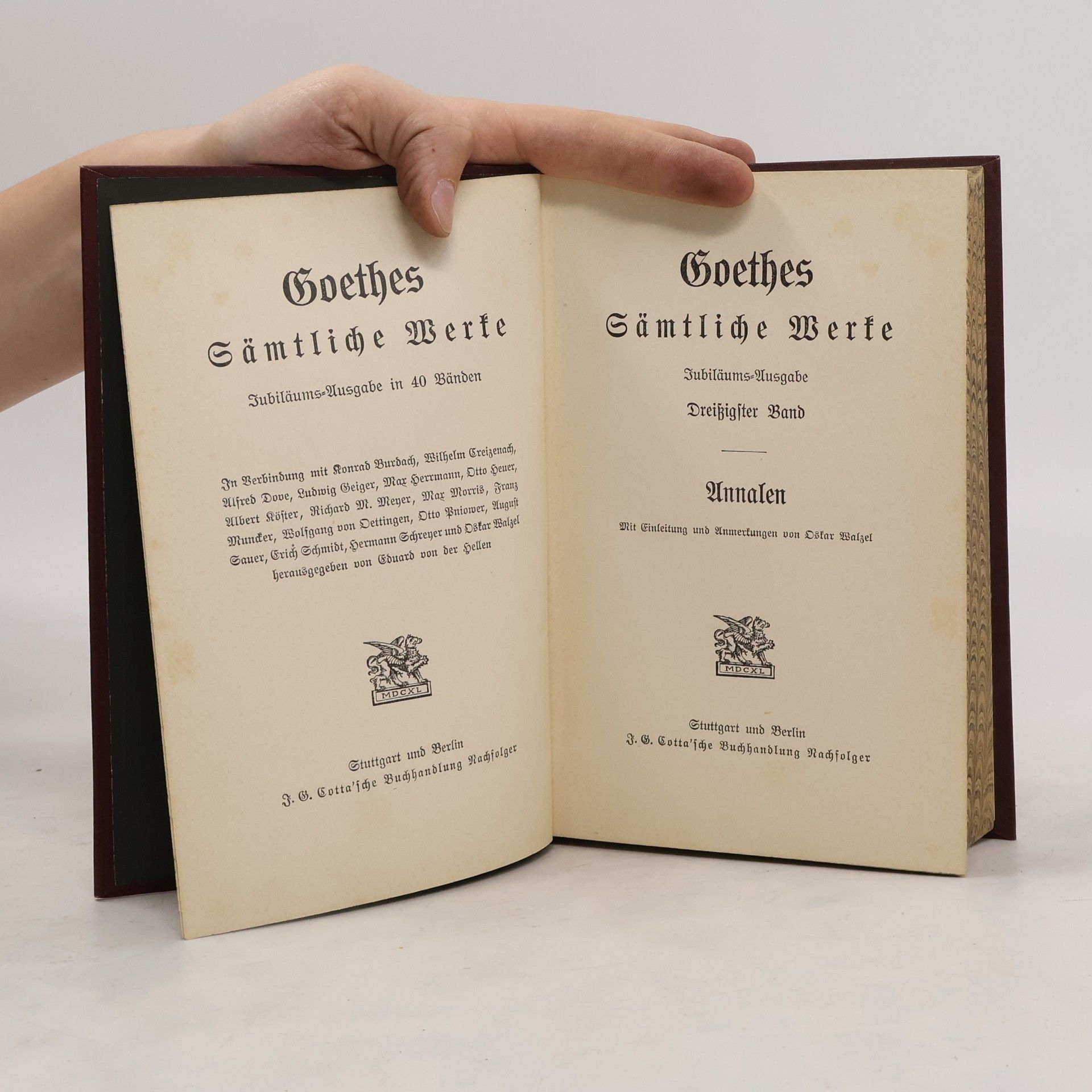 Johann Wolfgang von Goethe Goethes Sämtliche Werke 30. Annalen