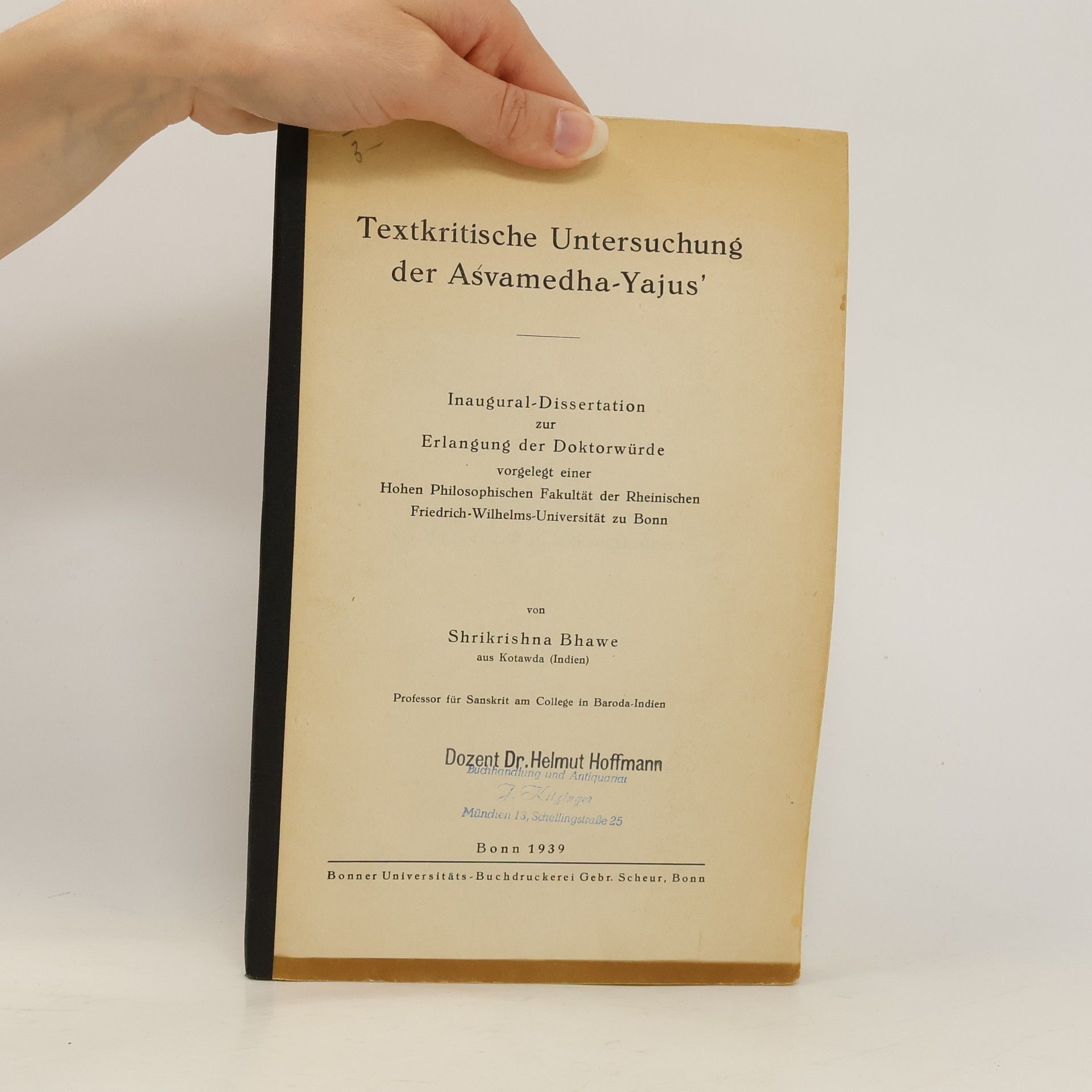 Shrikrishna Bhawe Textkritische Untersuchung der Aśvamedha-Yajus'