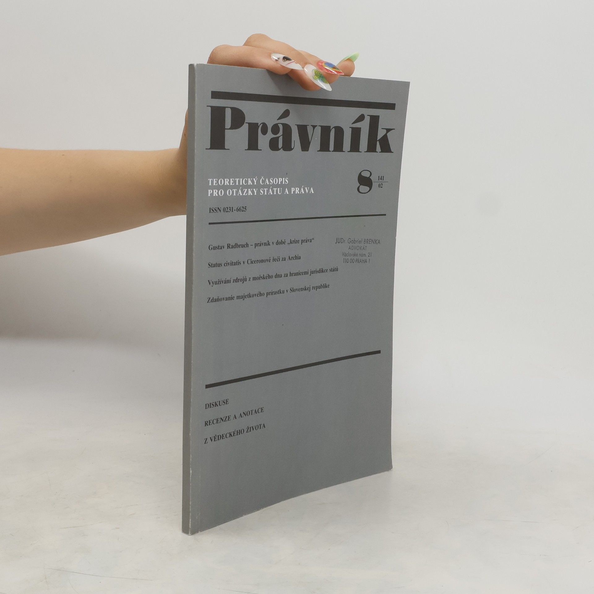 Collectif d'auteurs Právník. Teoretický časopis pro otázky státu a práva 8. 141/02