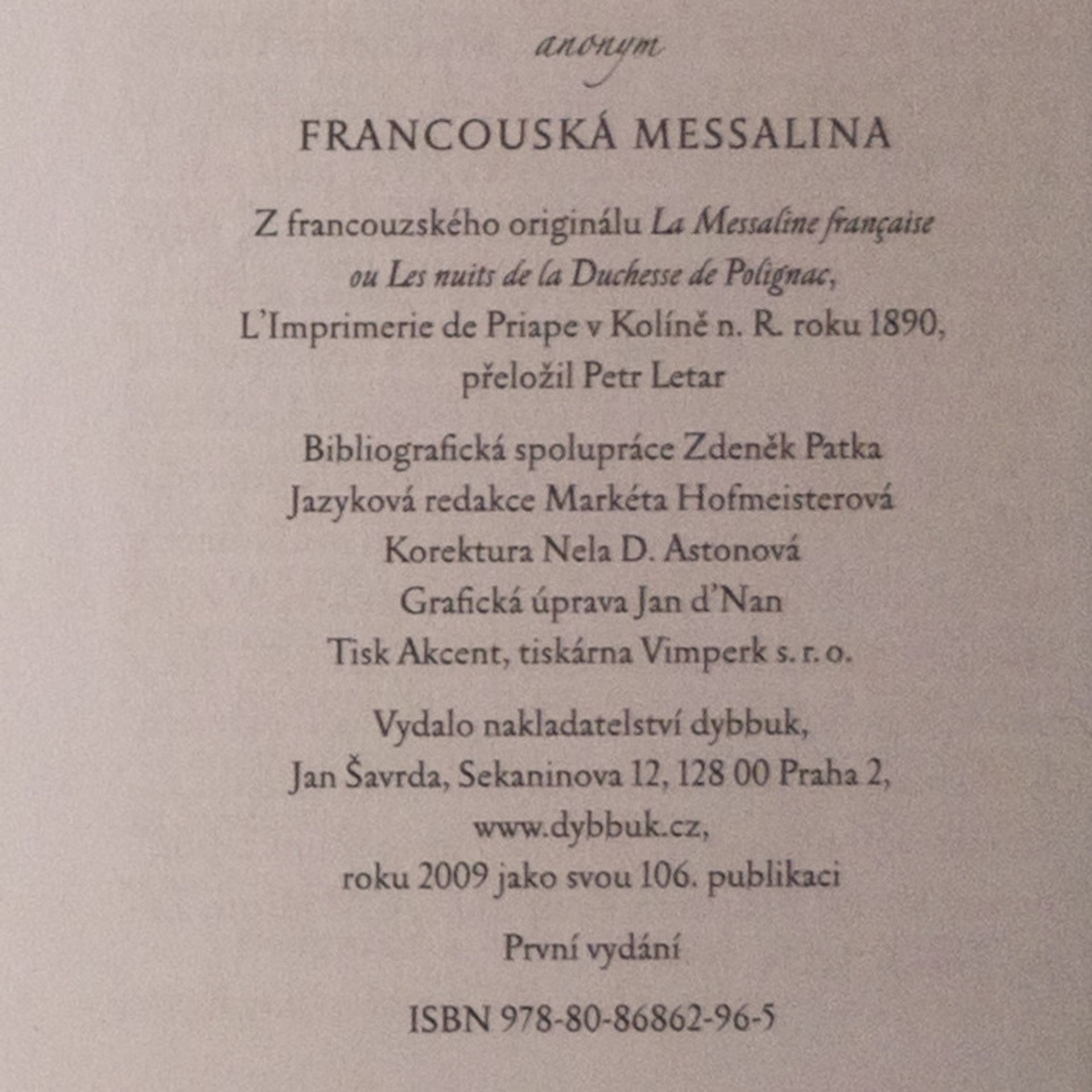 anonym Francouzská Messalina aneb Noci vévodkyně de Polignac