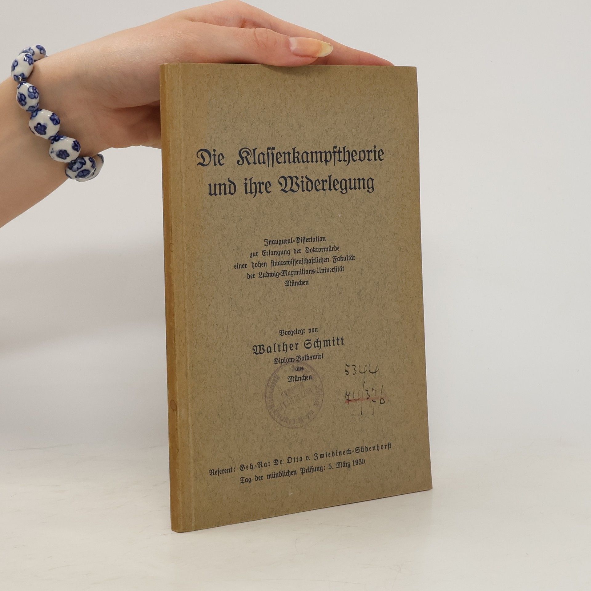 Walther Schmitt Die Klassenkampftheorie und ihre Widerlegung