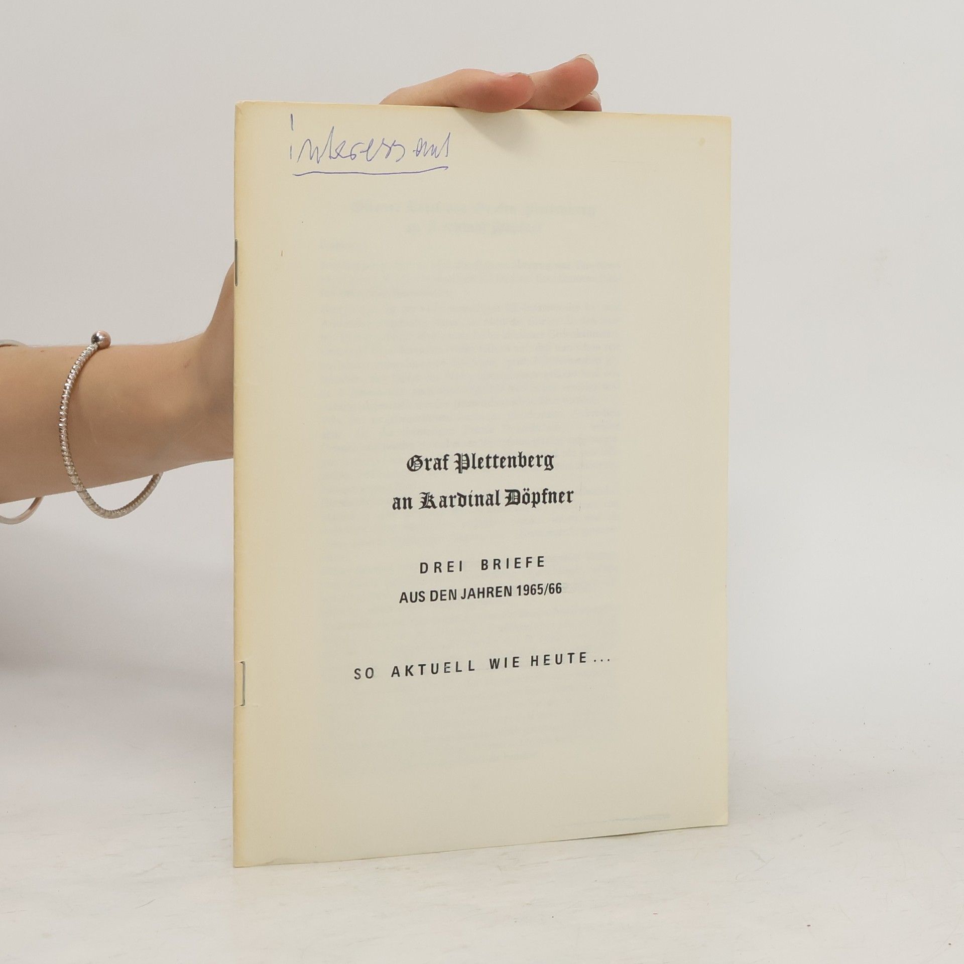 Graf Bernhard Plettenberg Graf Plettenberg an Kardinal Döpfner