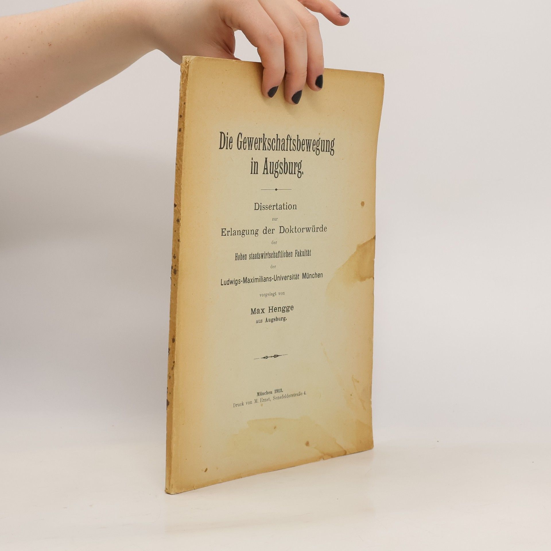 Max Hengge Die gewerkschaftsbewegung in Augsburg