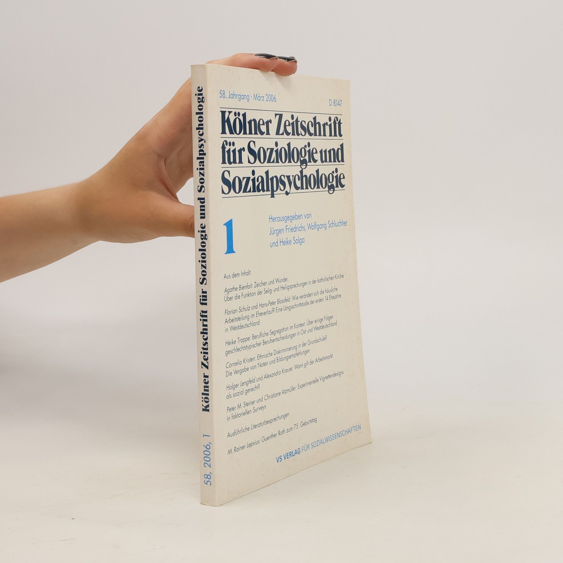Jürgen Friedrichs Kölner Zeitschrift für Soziologie und Sozialpsychologie 1