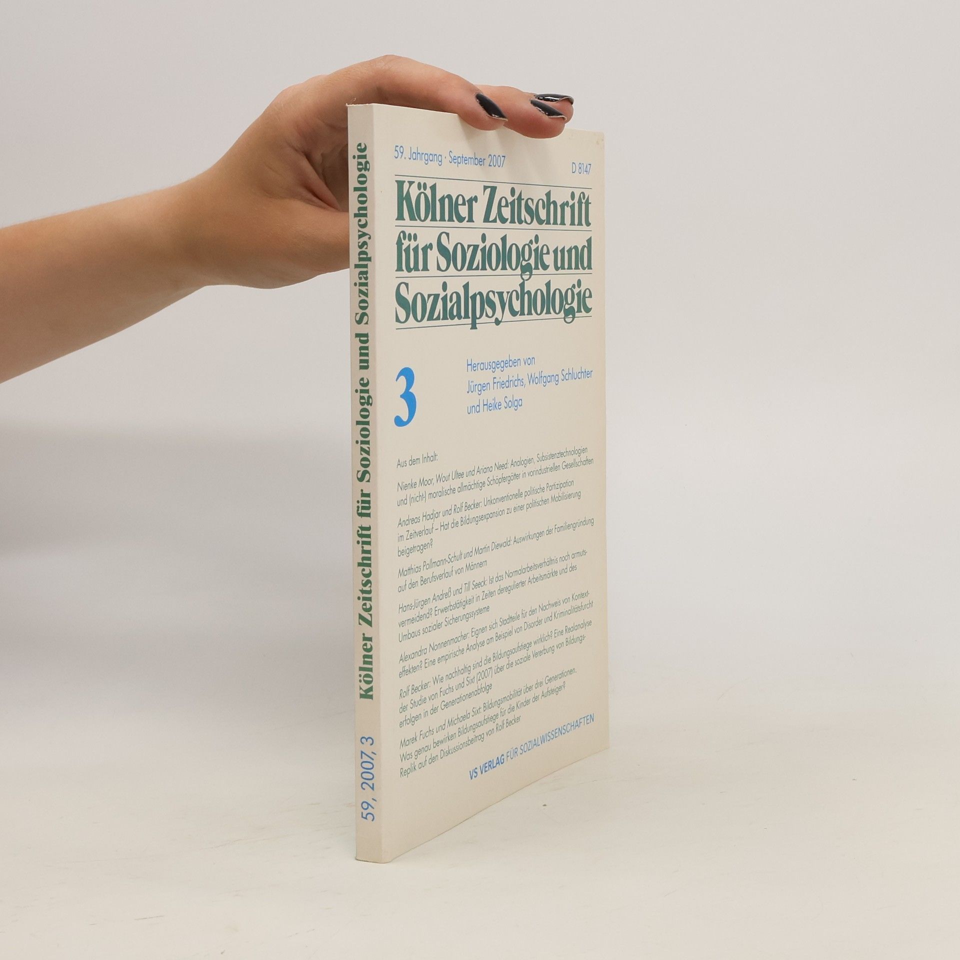 Jürgen Friedrichs Kölner Zeitschrift für Soziologie und Sozialpsychologie 3.