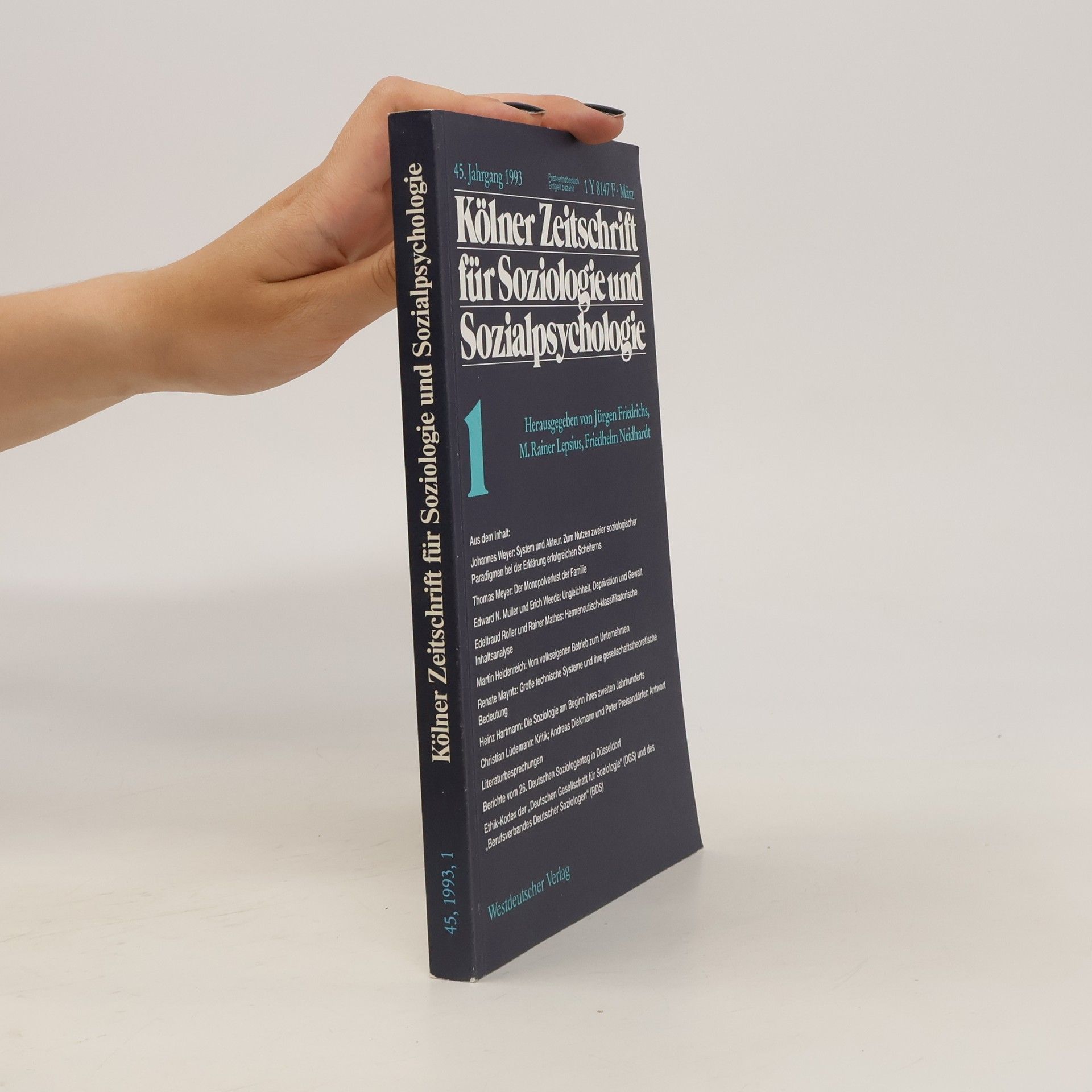 Jürgen Friedrich Kölner Zeitschrift für Soziologie und Sozialpsychologie 1/1993