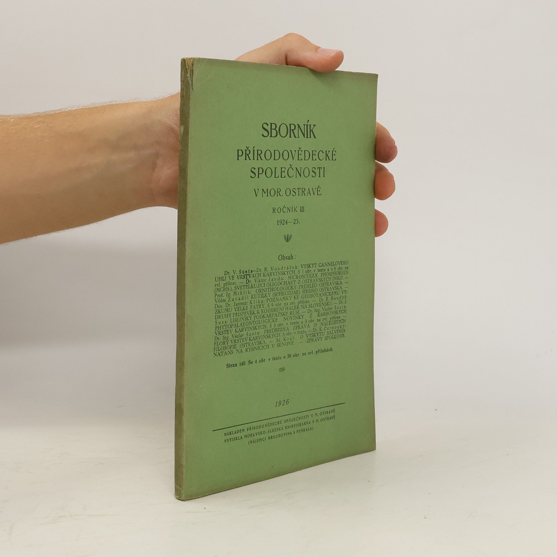 Kolektív autorov Sborník přírodovědecké společnosti v Mor. Ostravě. Ročník III. 1924-1925