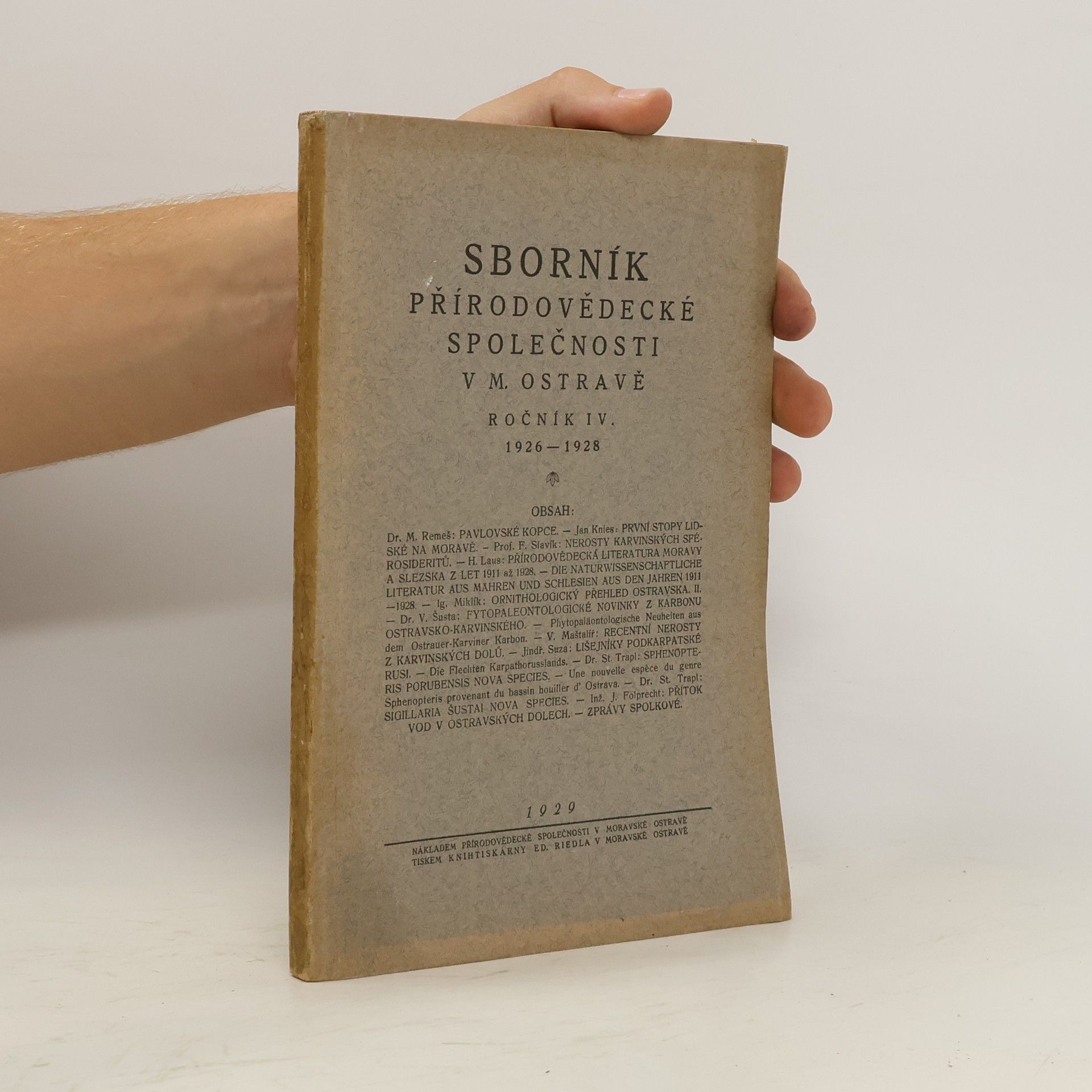 Autores varios Sborník přirodovědecké společnosti v M. Ostravě ročník IV. 1926-1928