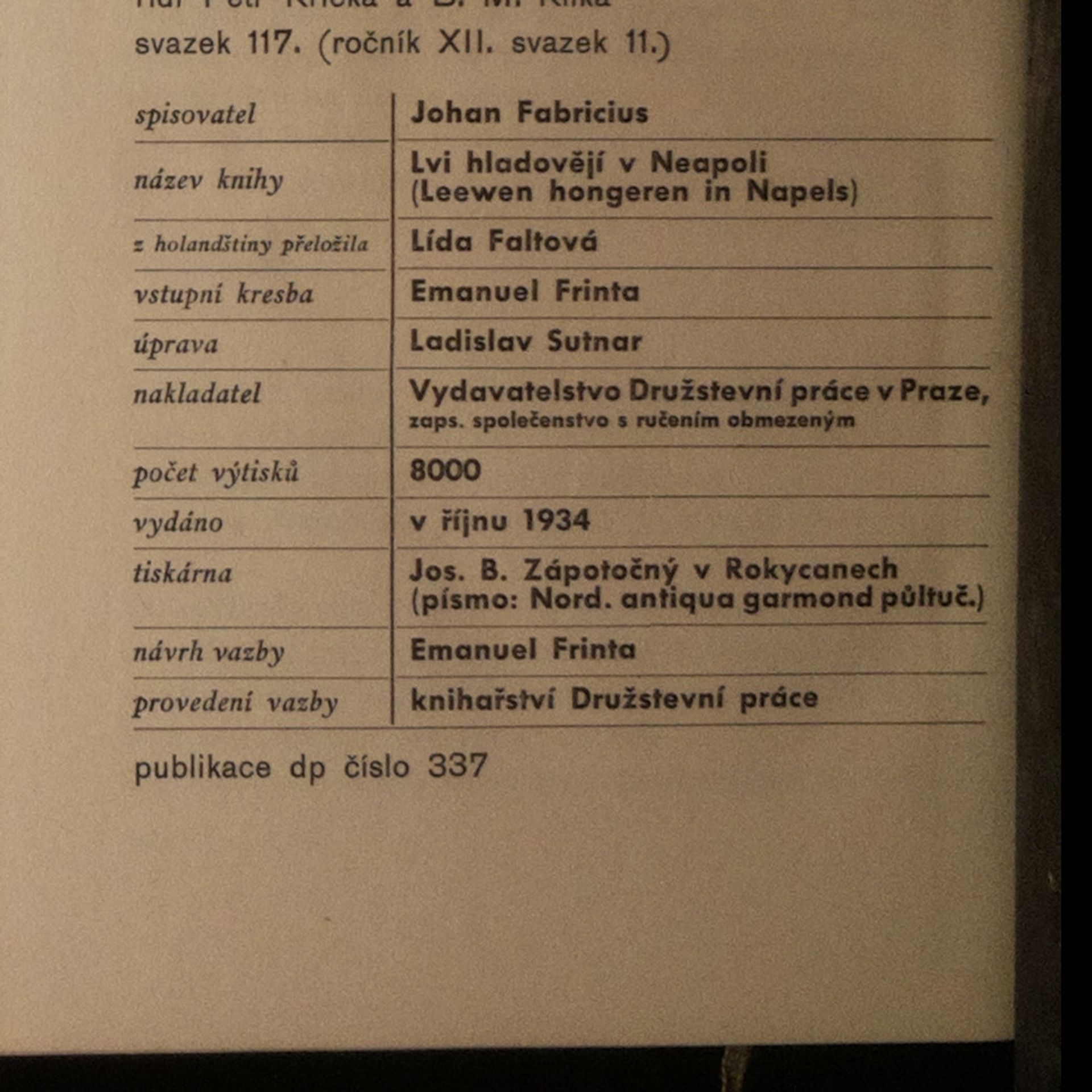 Johan Fabricius Lvi hladovějí v Neapoli