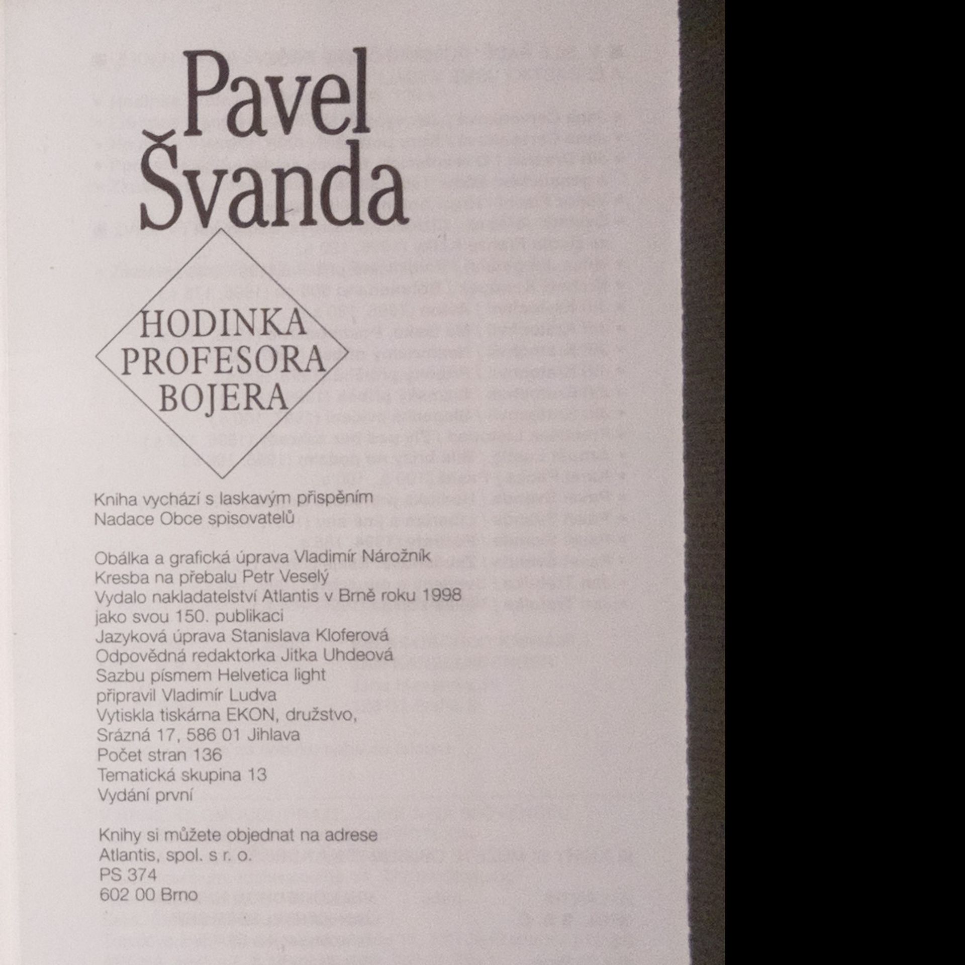 Pavel Švanda Hodinka profesora Bojera