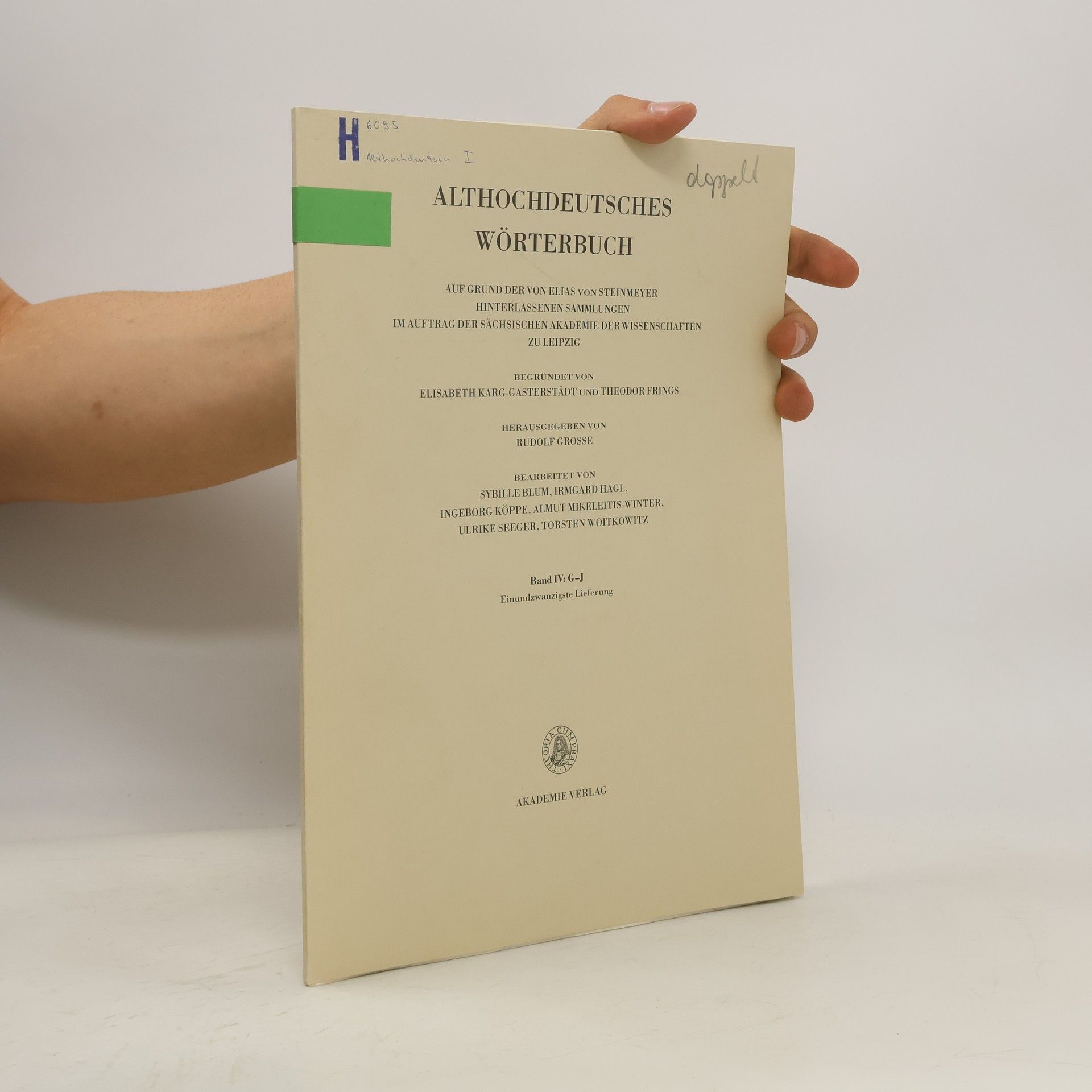 Elisabeth Karg-Gasterstädt Althochdeutsches Wörterbuch