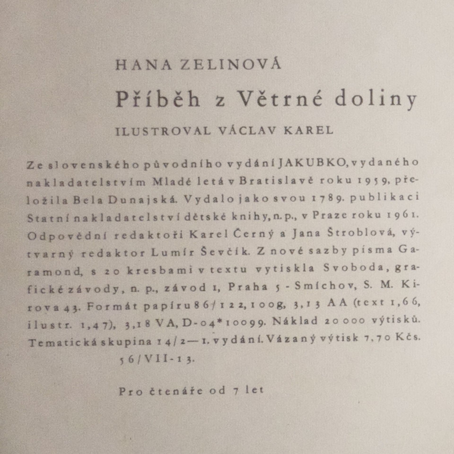 Hana Zelinová Příběh z Větrné doliny