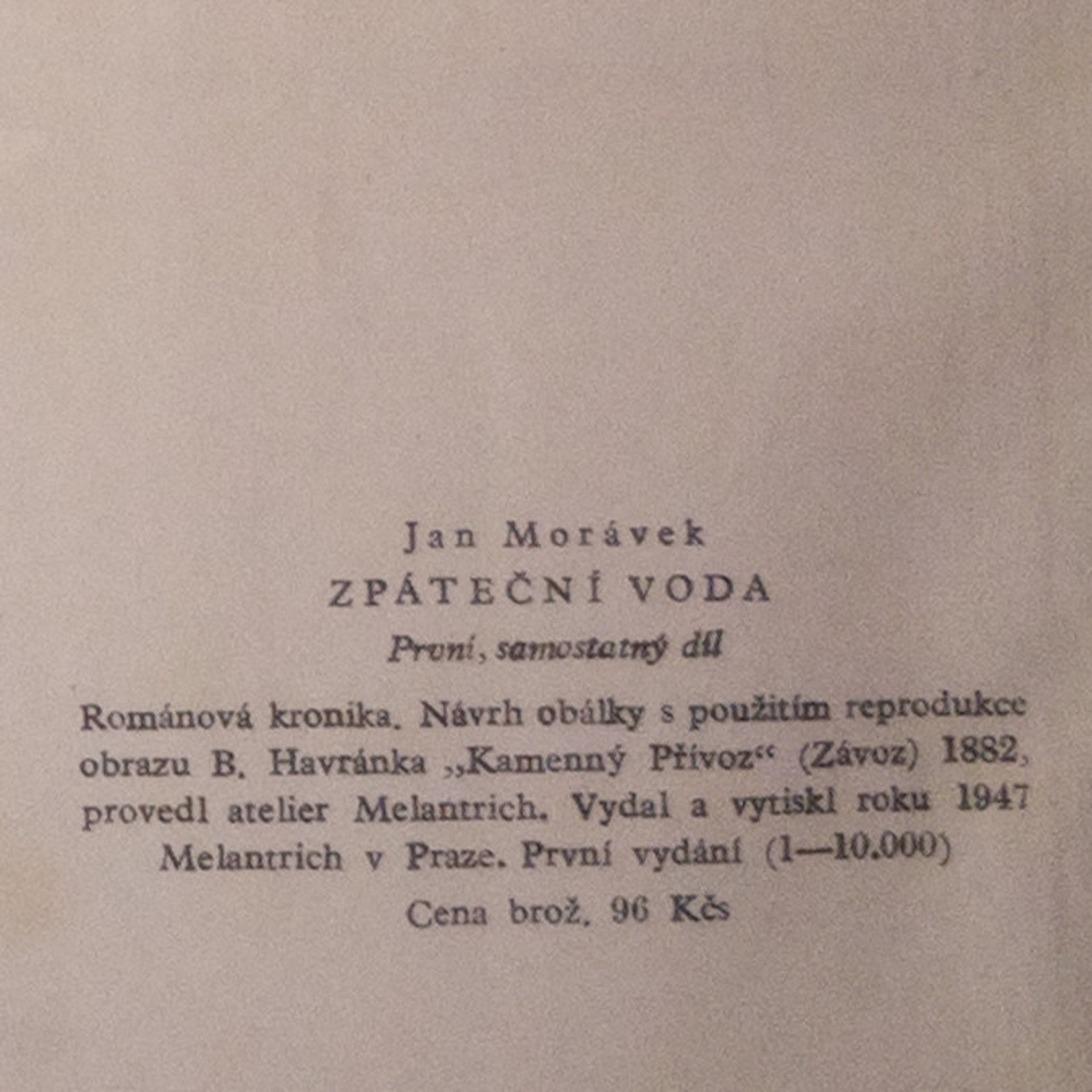 Jan Morávek Zpáteční voda