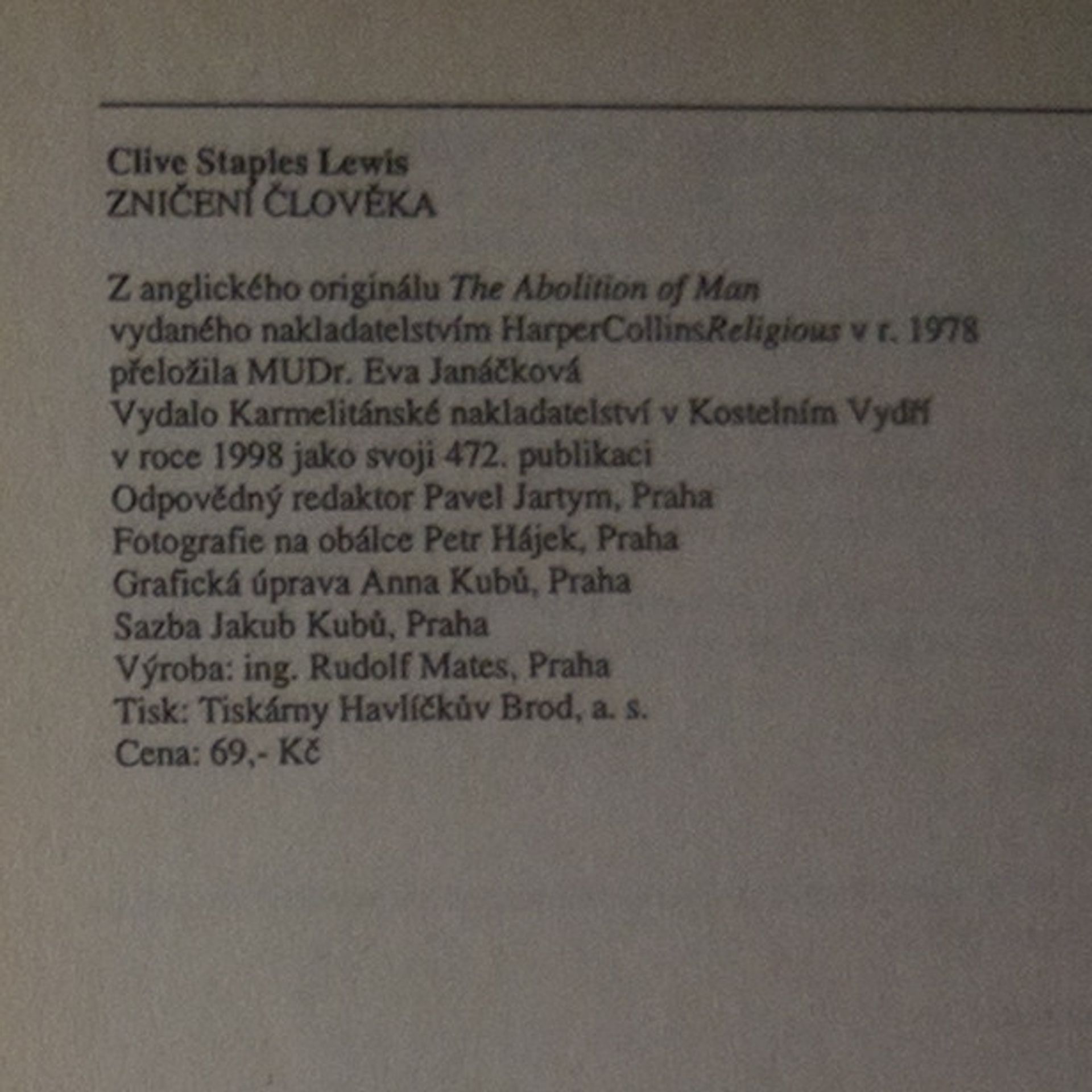 Clive Staples Lewis Zničení člověka