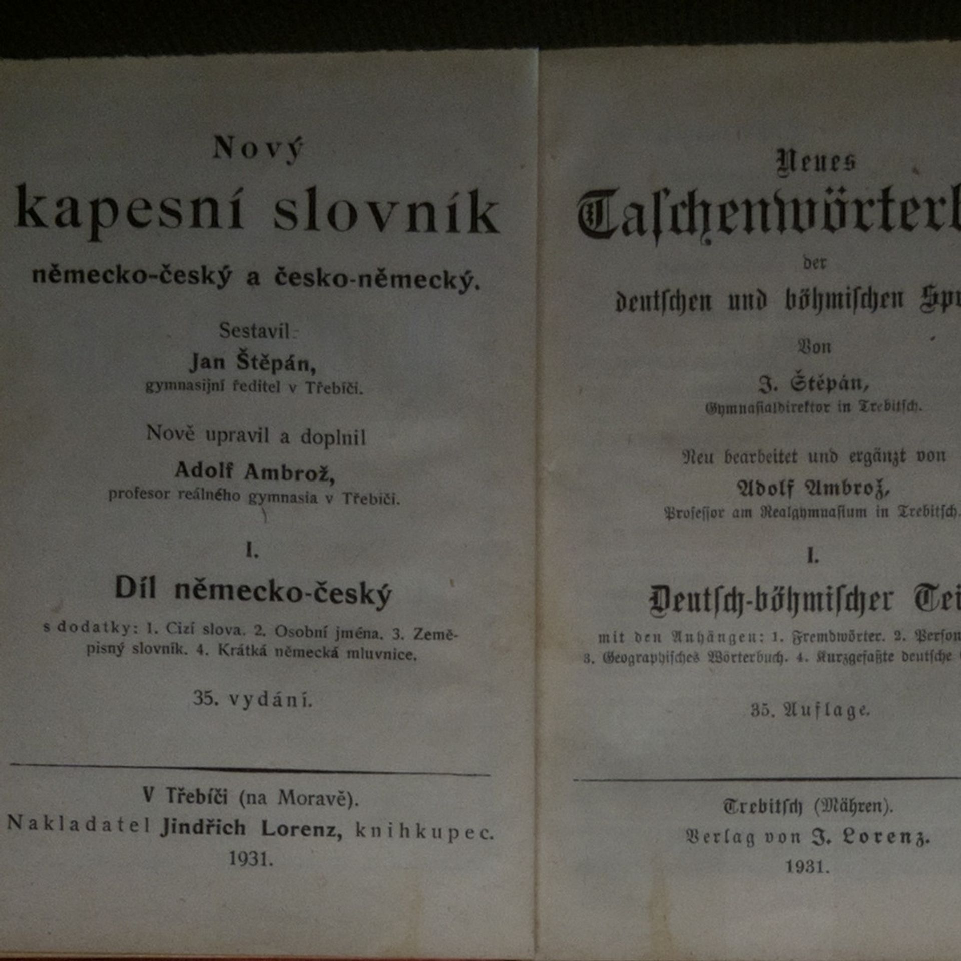 J. Štěpán Nový kapesní slovník česko-něměcký a německo-český