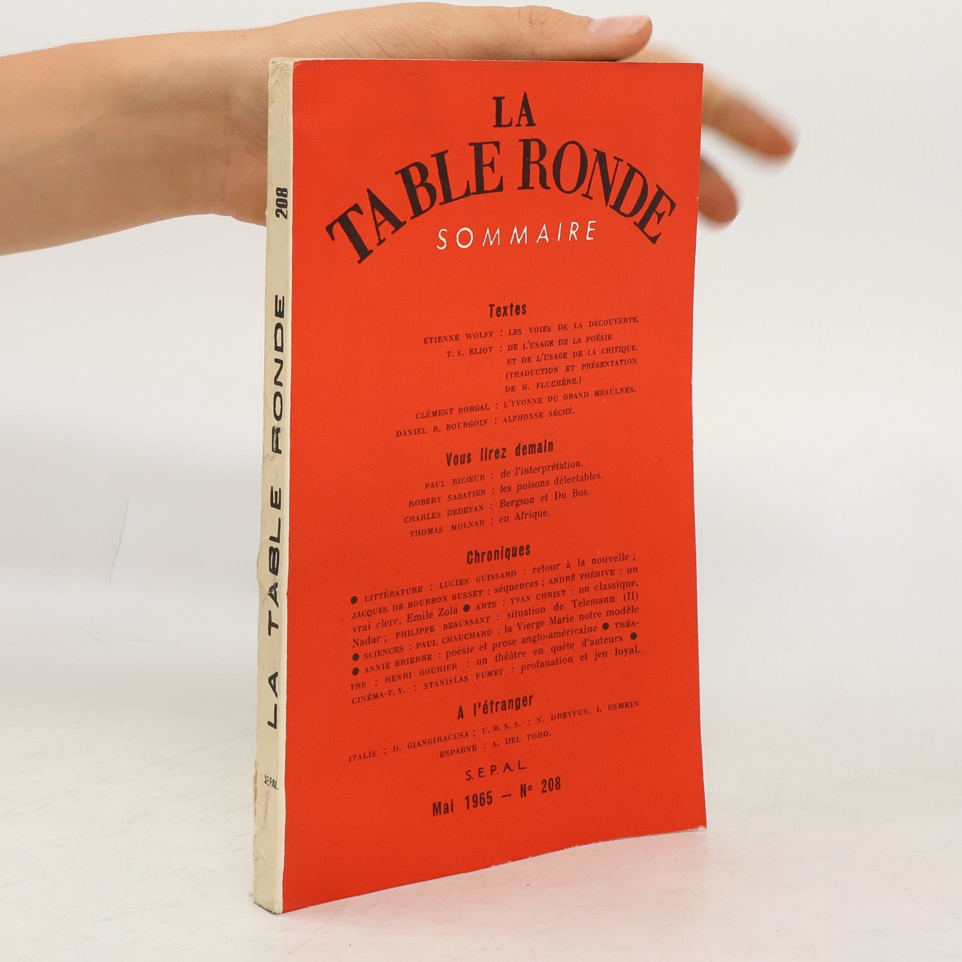 Collectif d'auteurs La Table Ronde. Sommaire 208