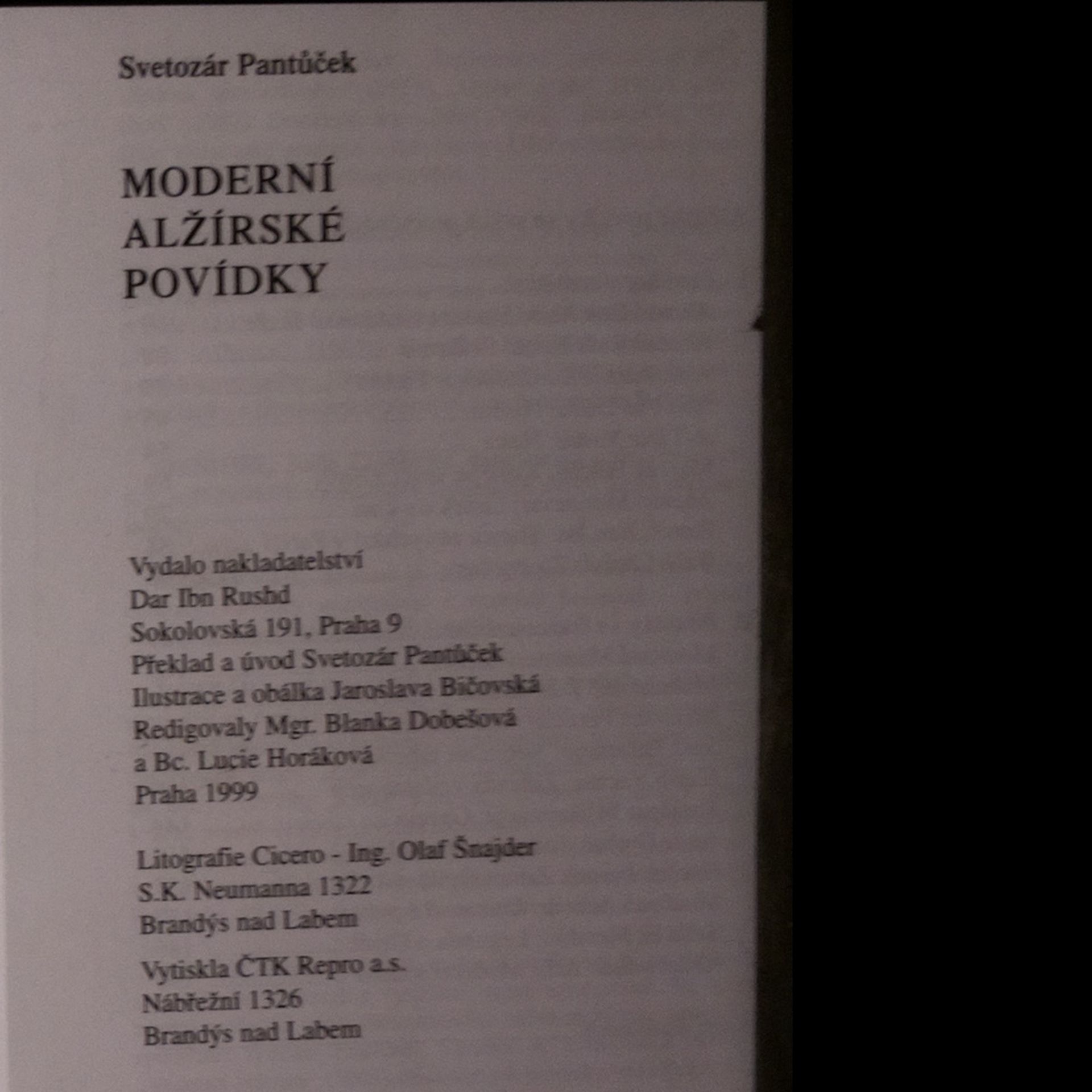 Svetozár Pantůček Moderní alžírské povídky