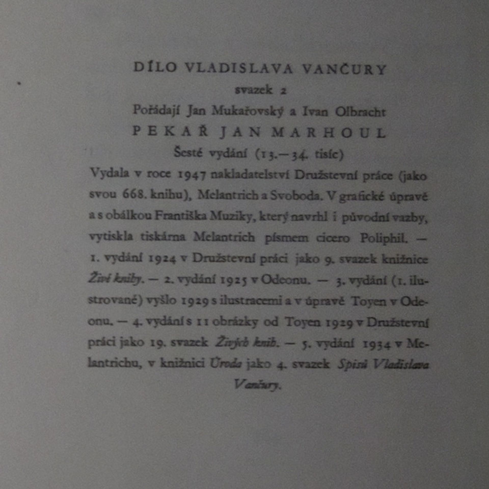 Vladislav Vančura Pekař Jan Marhoul