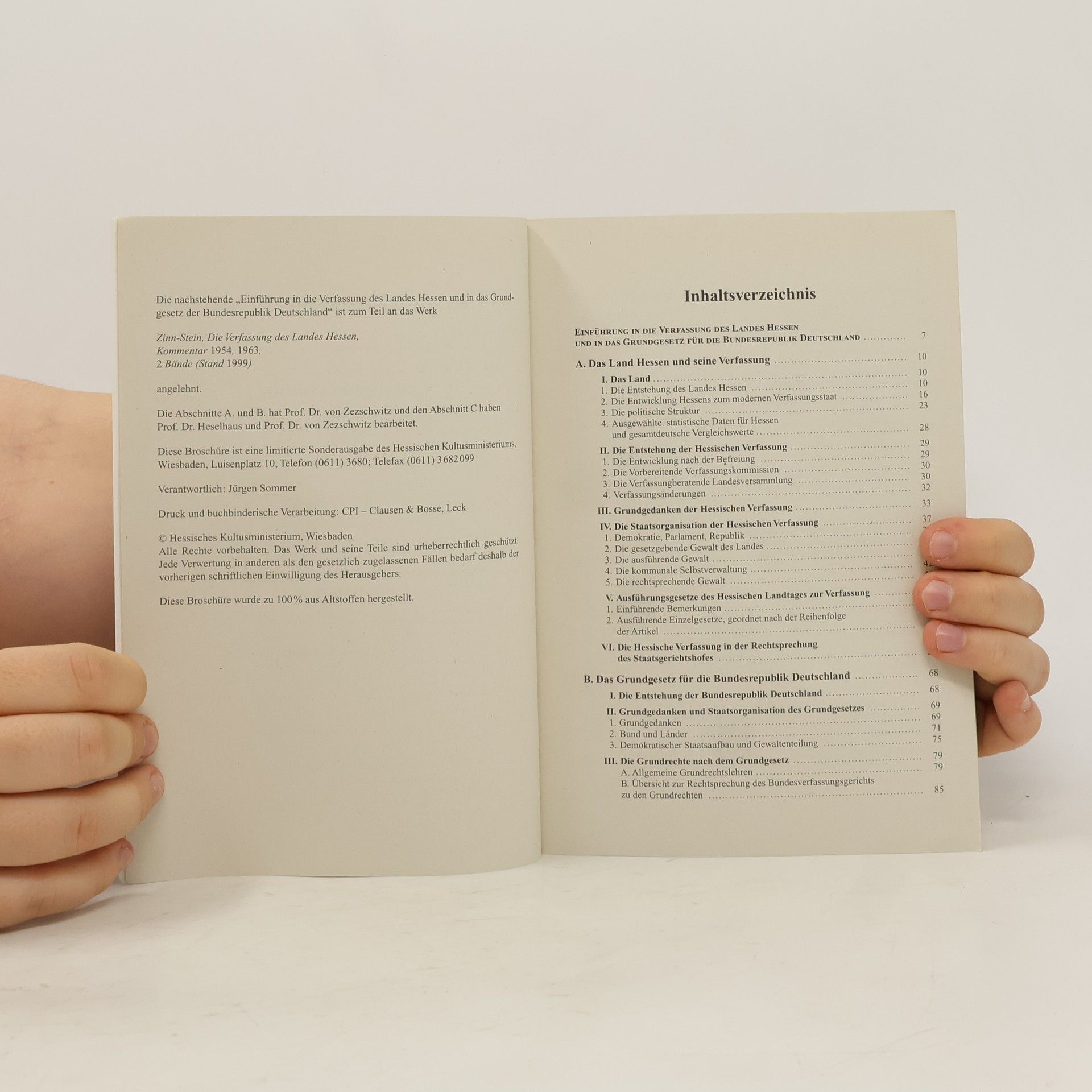 Autores varios Verfassung des Landes Hessen und Grundgesetz für die Bundesrepublik Deutschland