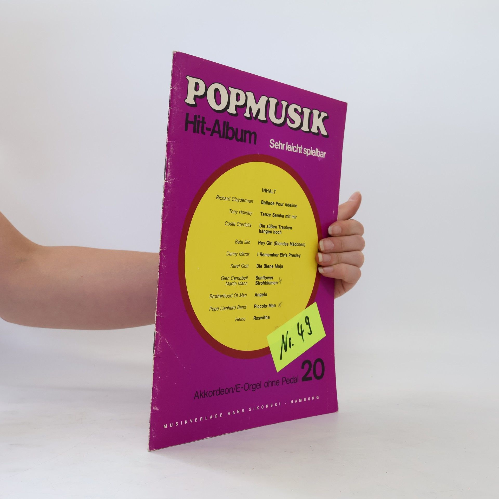 AA.VV. Popmusik Hit-Album. Akkordeon/E-Orgel ohne Pedal 20