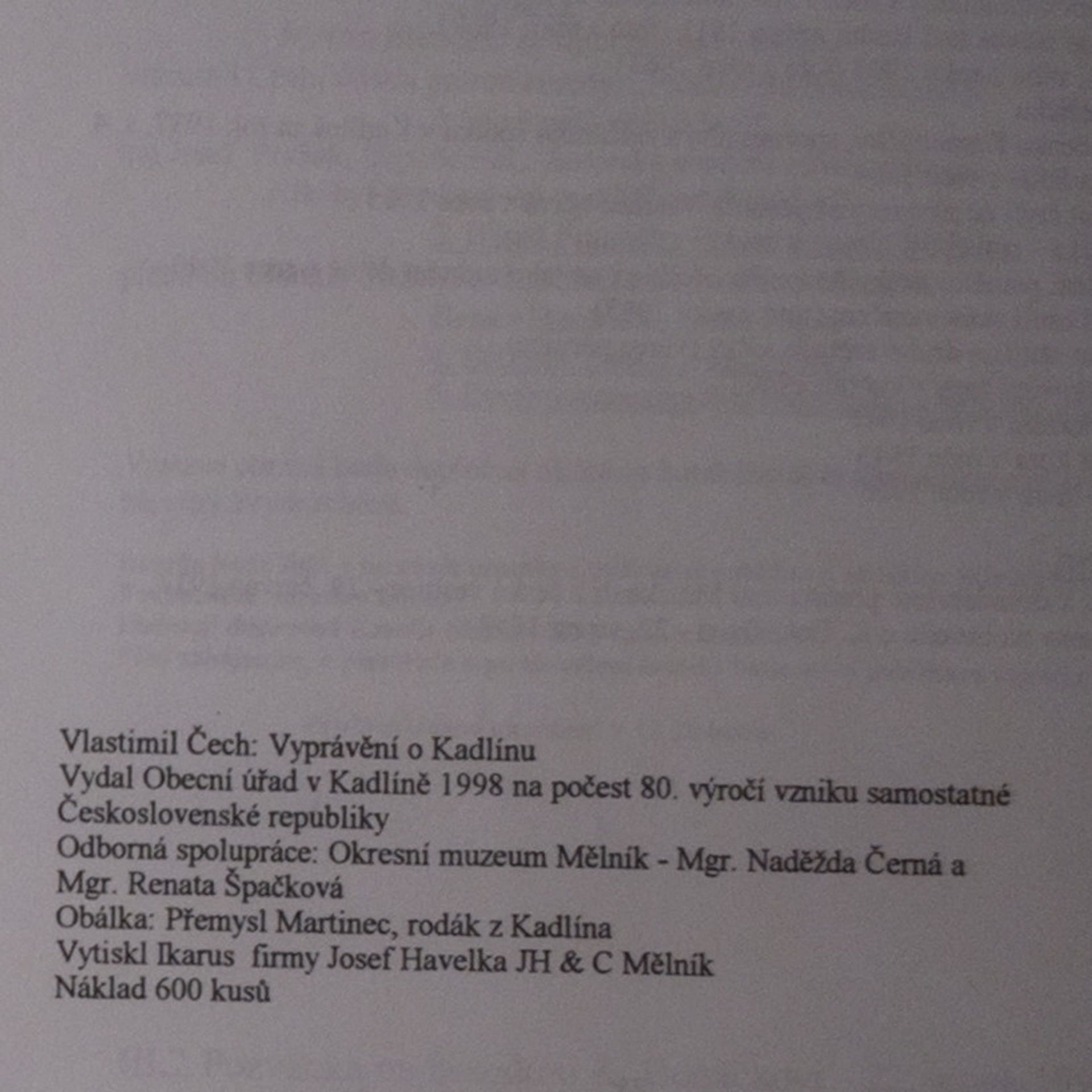 Vlastimil Čech Vyprávění o Kadlínu