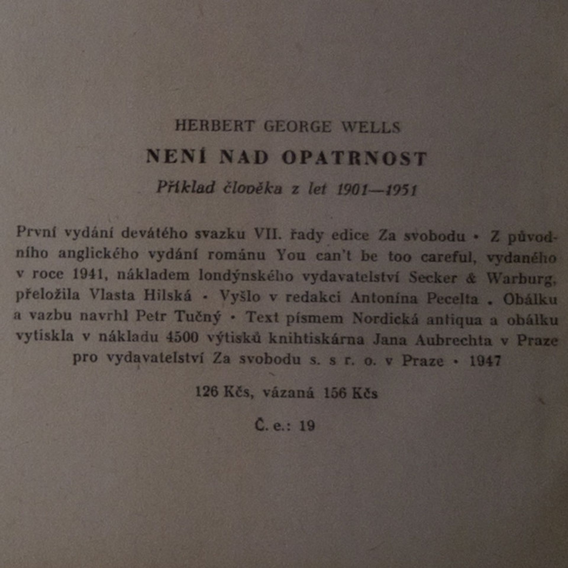 Herbert George Wells Není nad opatrnost