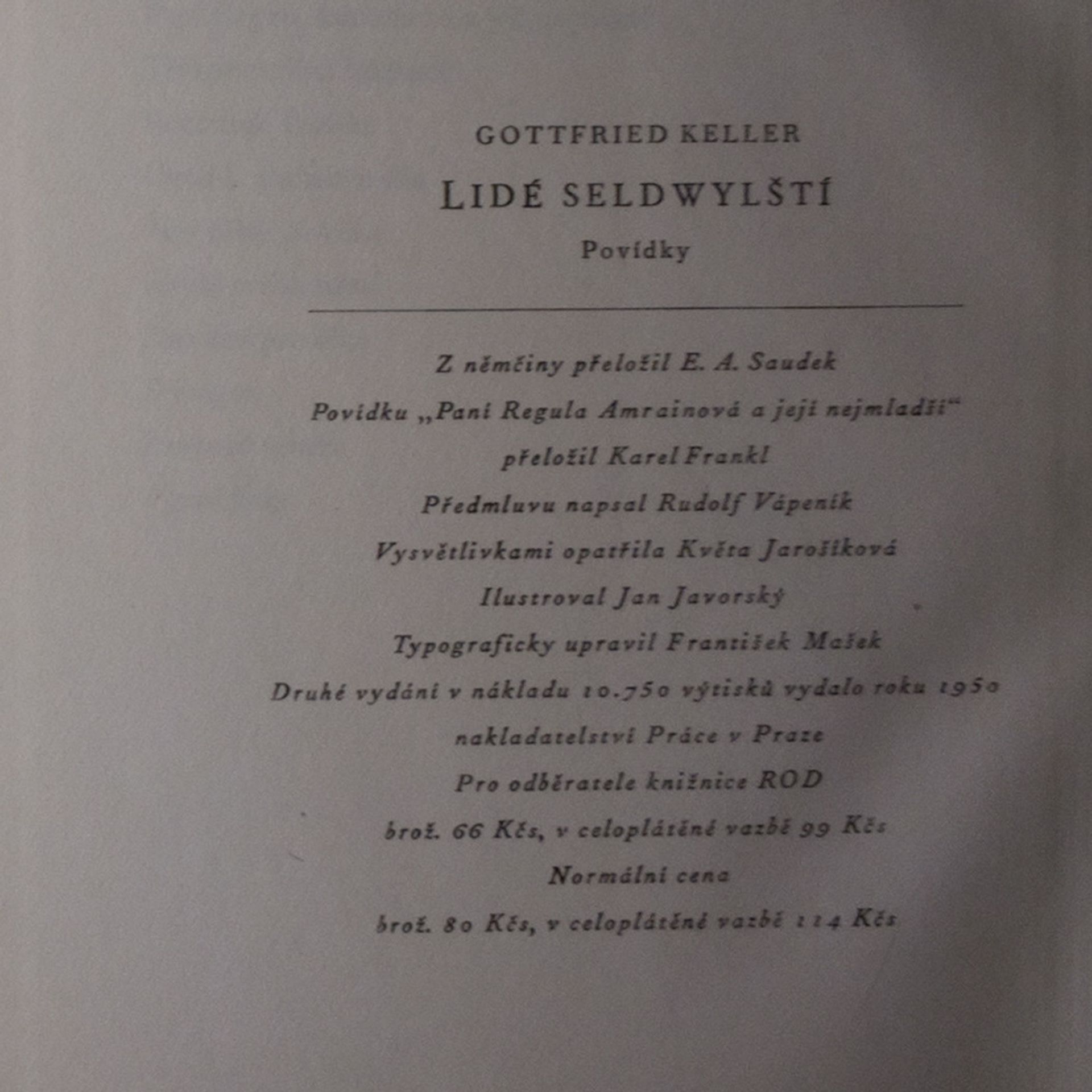 Gottfried Keller Lidé seldwylští