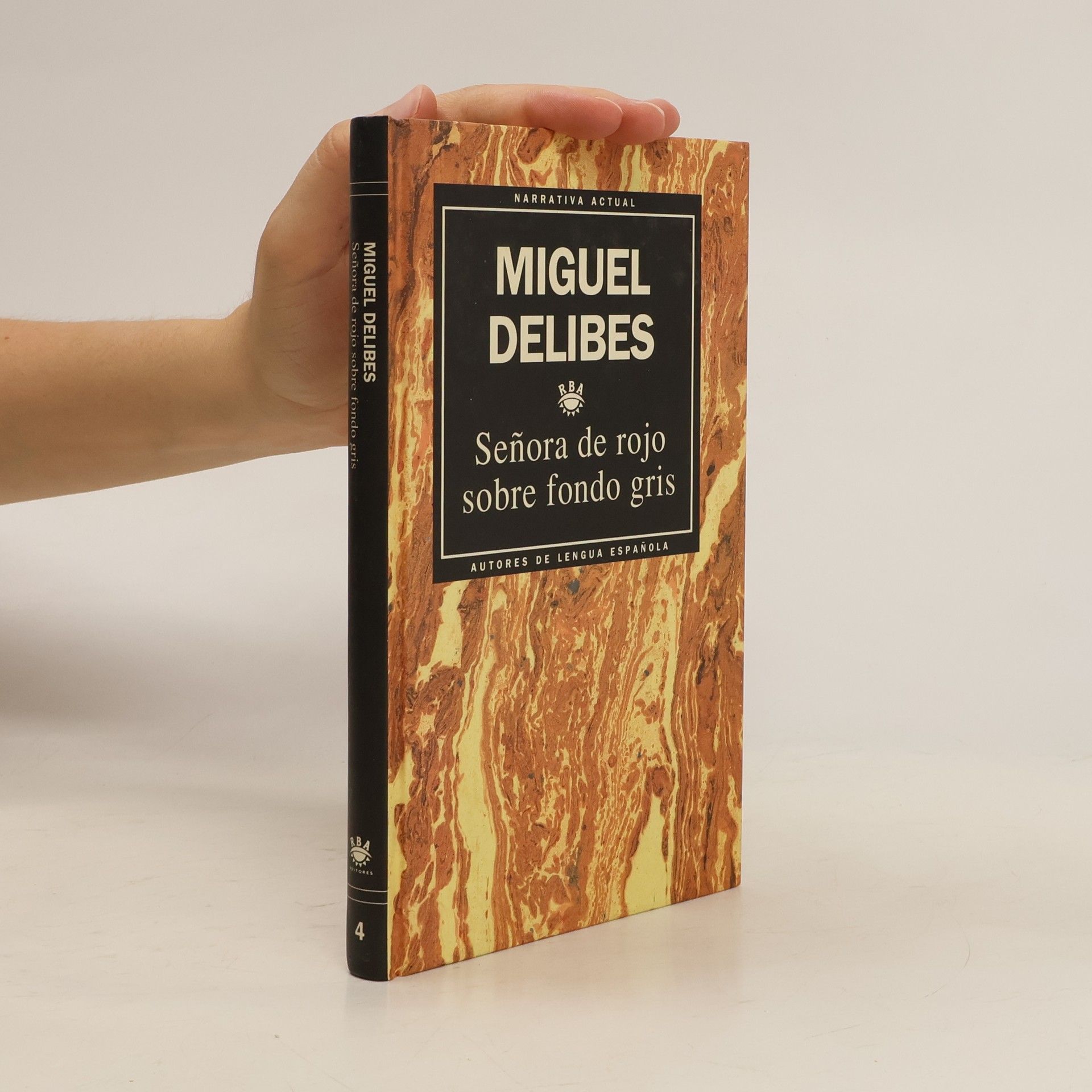 Miguel Delibes Señora de rojo sobre fondo gris