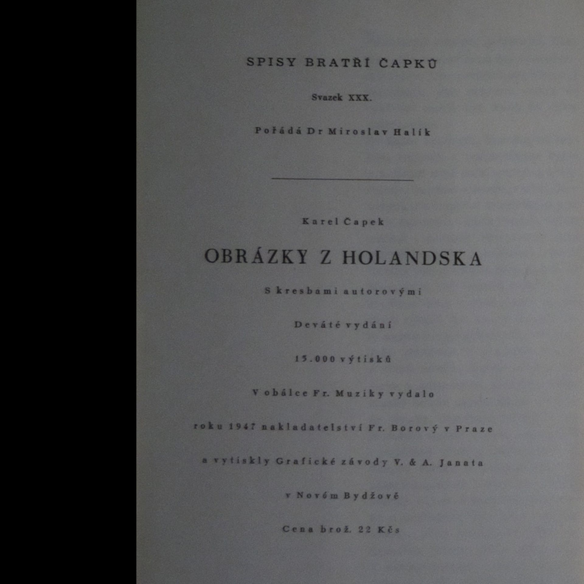 Karel Čapek Obrázky z Holandska