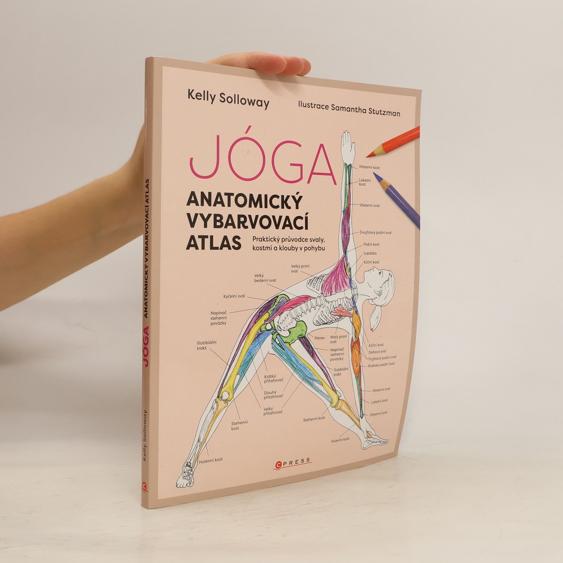 Kelly Solloway Jóga. Anatomický vybarvovací atlas. Praktický průvodce svaly, kostmi a klouby v pohybu