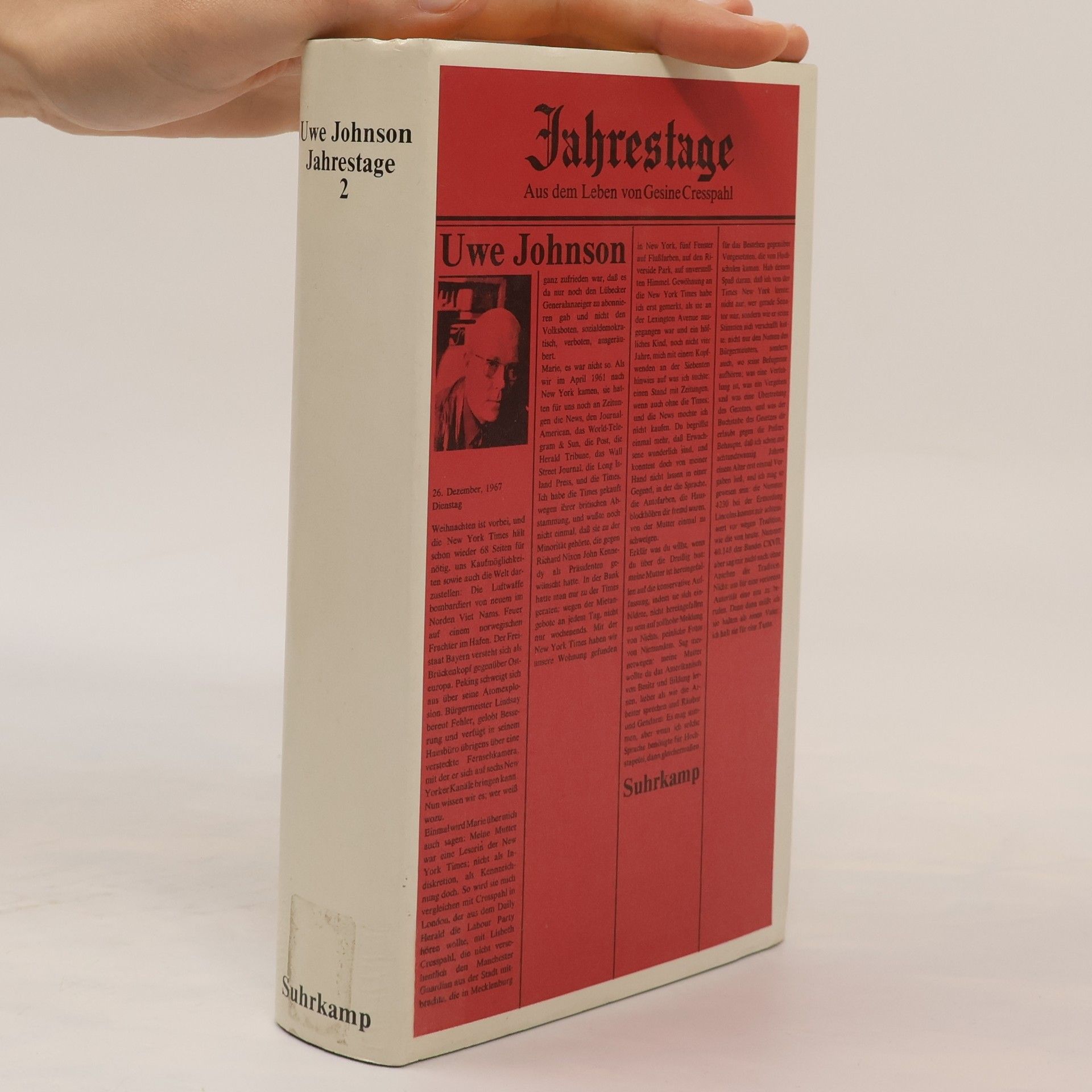 Uwe Johnson Jahrestage, in 4 Bdn. u. ein 'Kleines Adreßbuch', Bd.2
