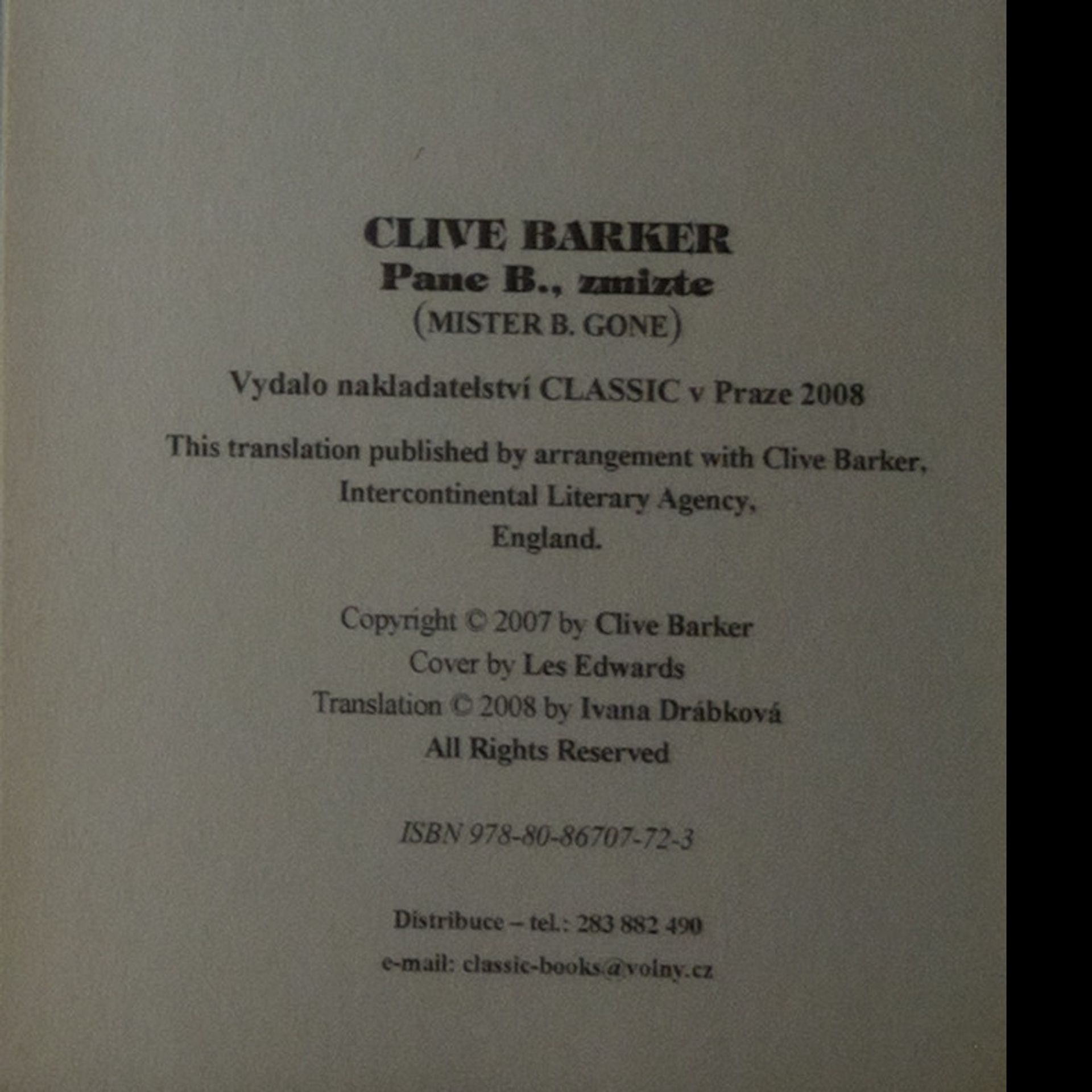 Clive Barker Pane B., zmizte