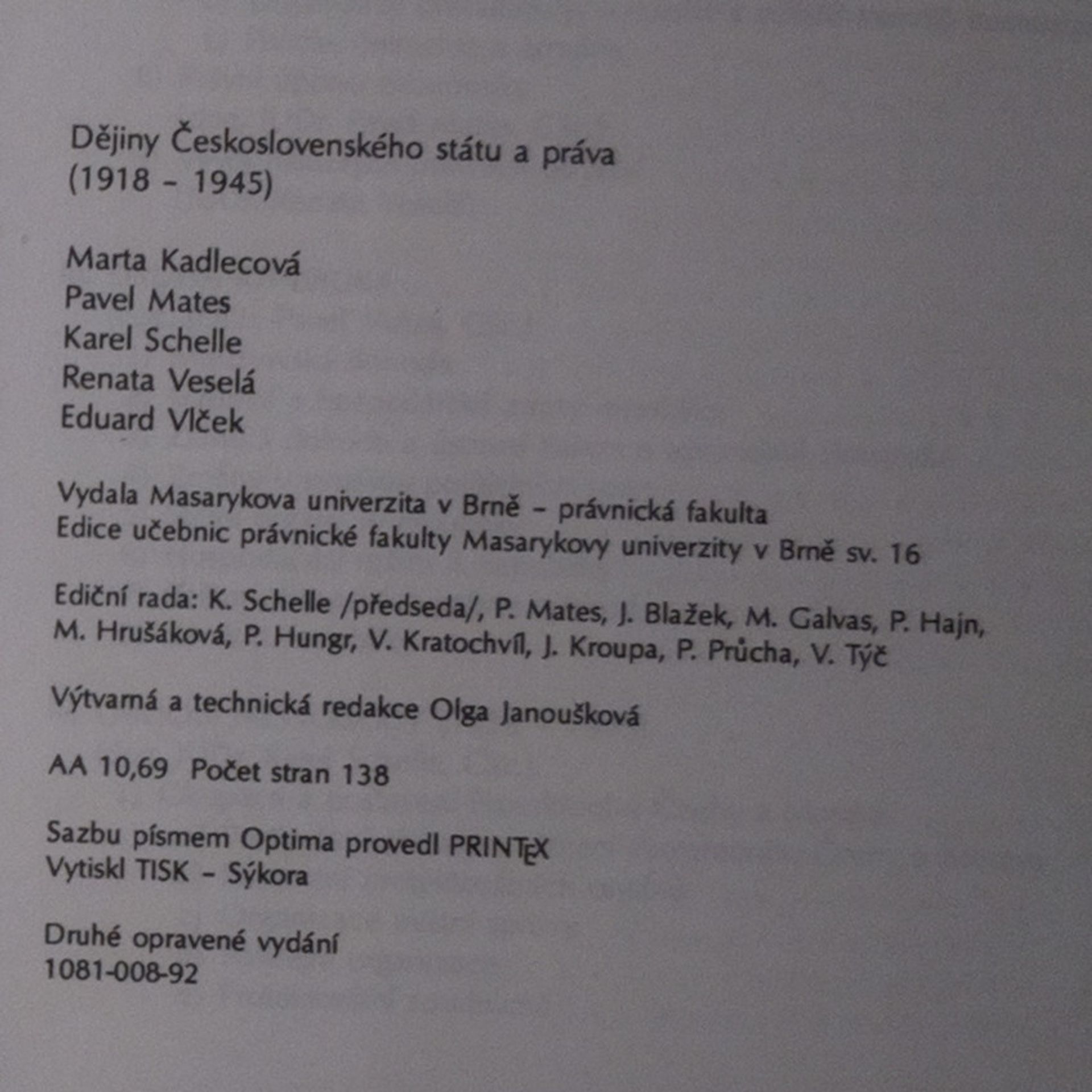 Kolektiv autorů Dějiny československého státu a práva
